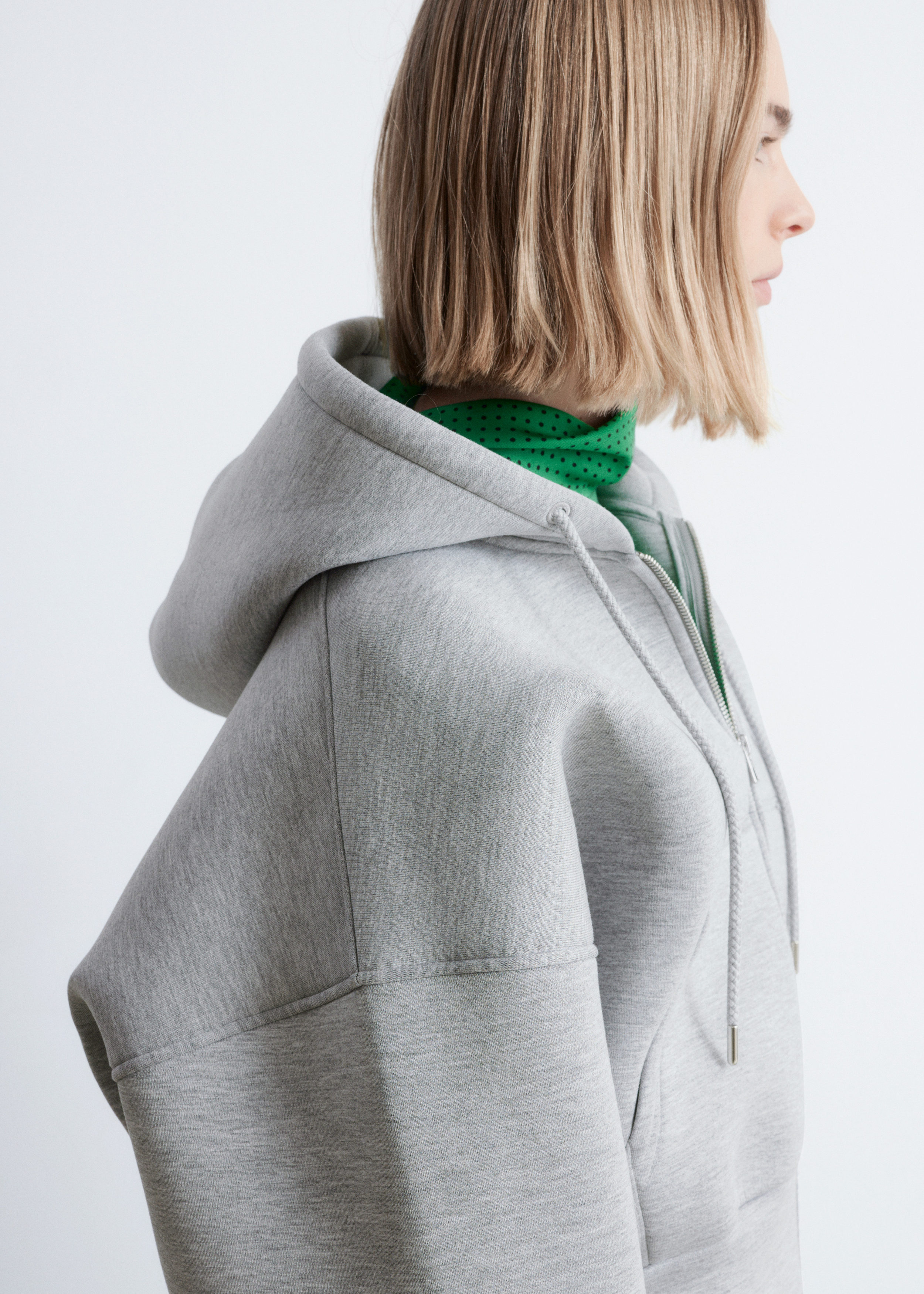 & Other Stories CROPPED SCUBA ZIP-UP HOODIE