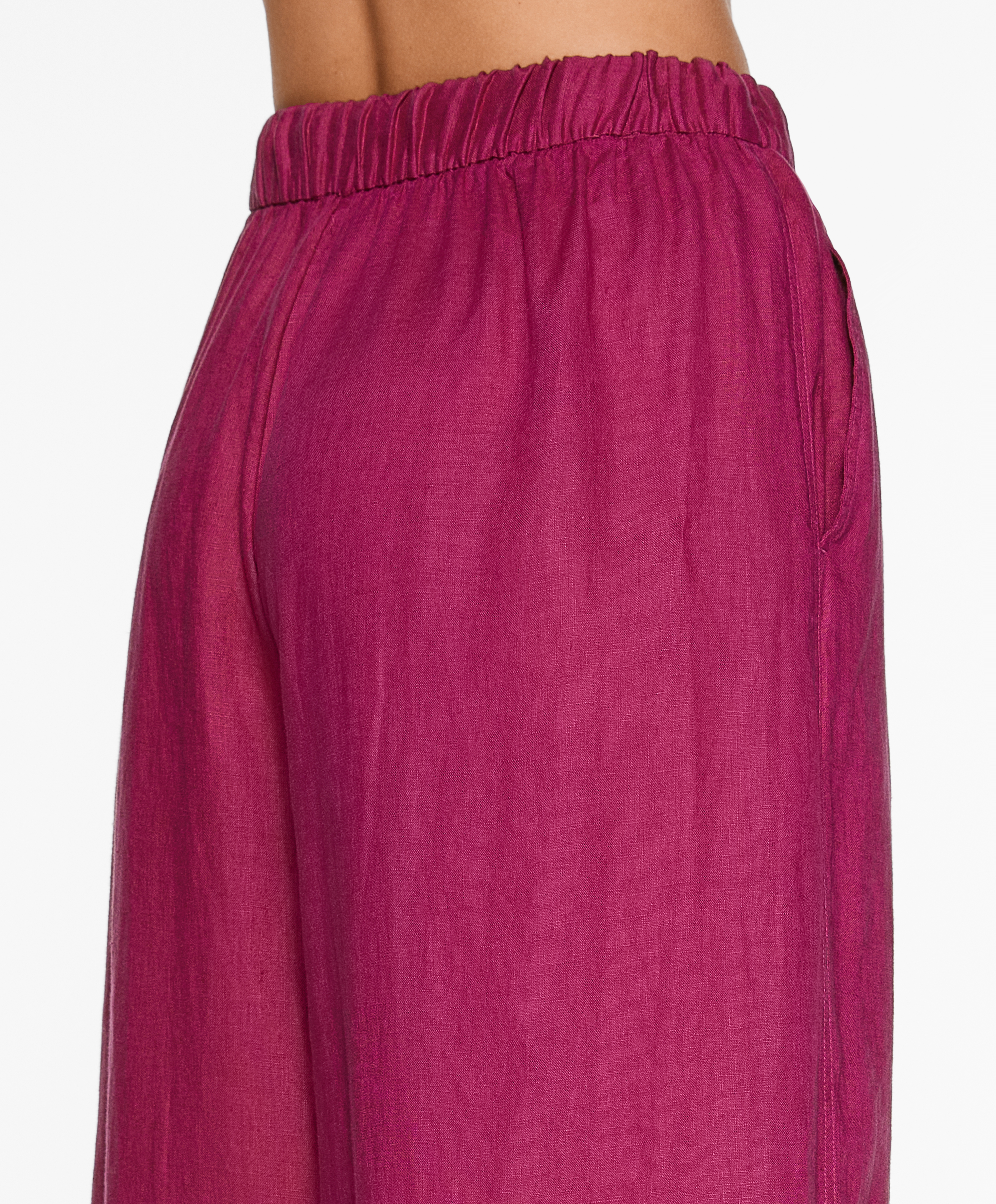 OYSHO 100% linen wide straight-leg trousers
