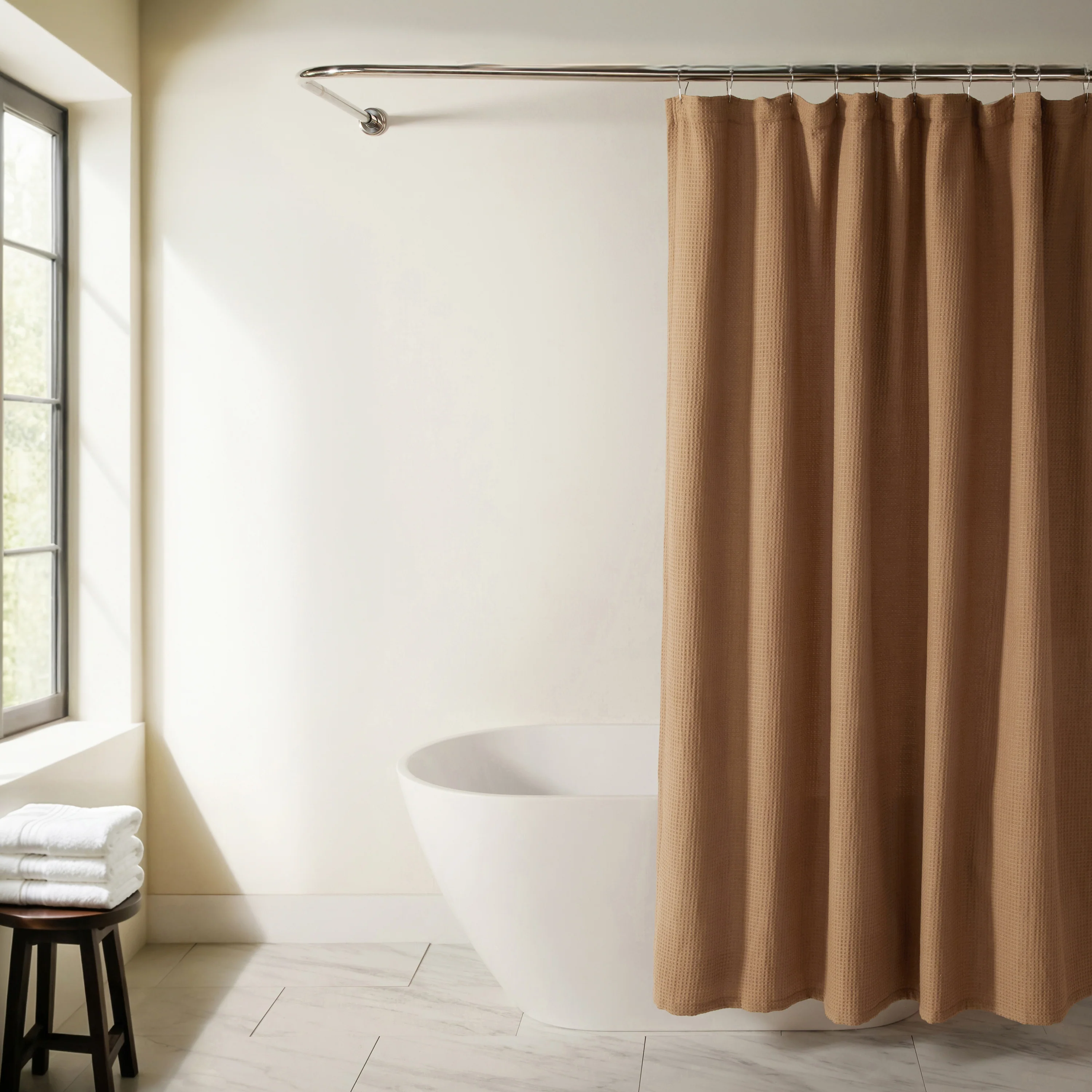 Waffle Textured Shower Curtain
