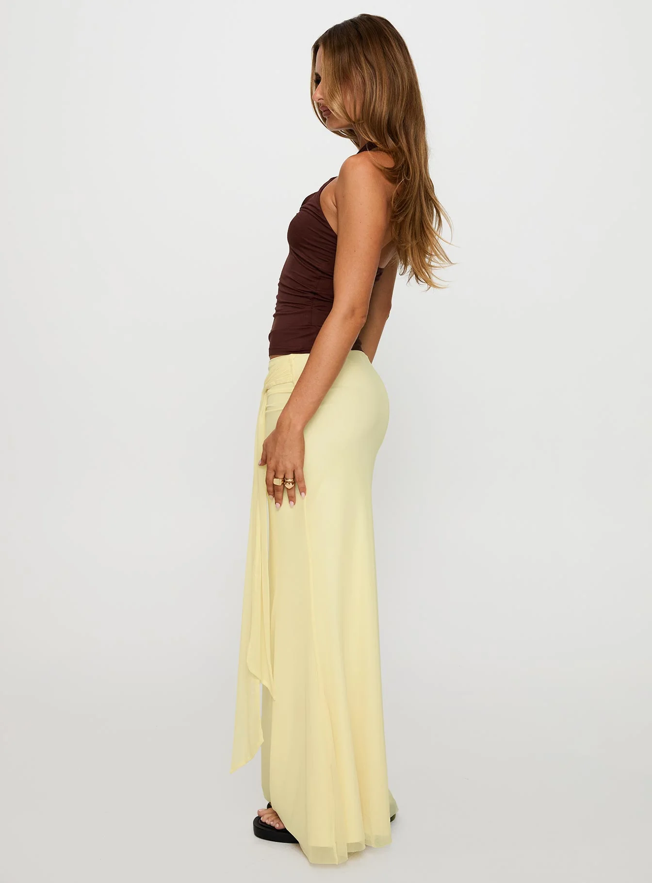 Caviar Tie Maxi Skirt Lemon