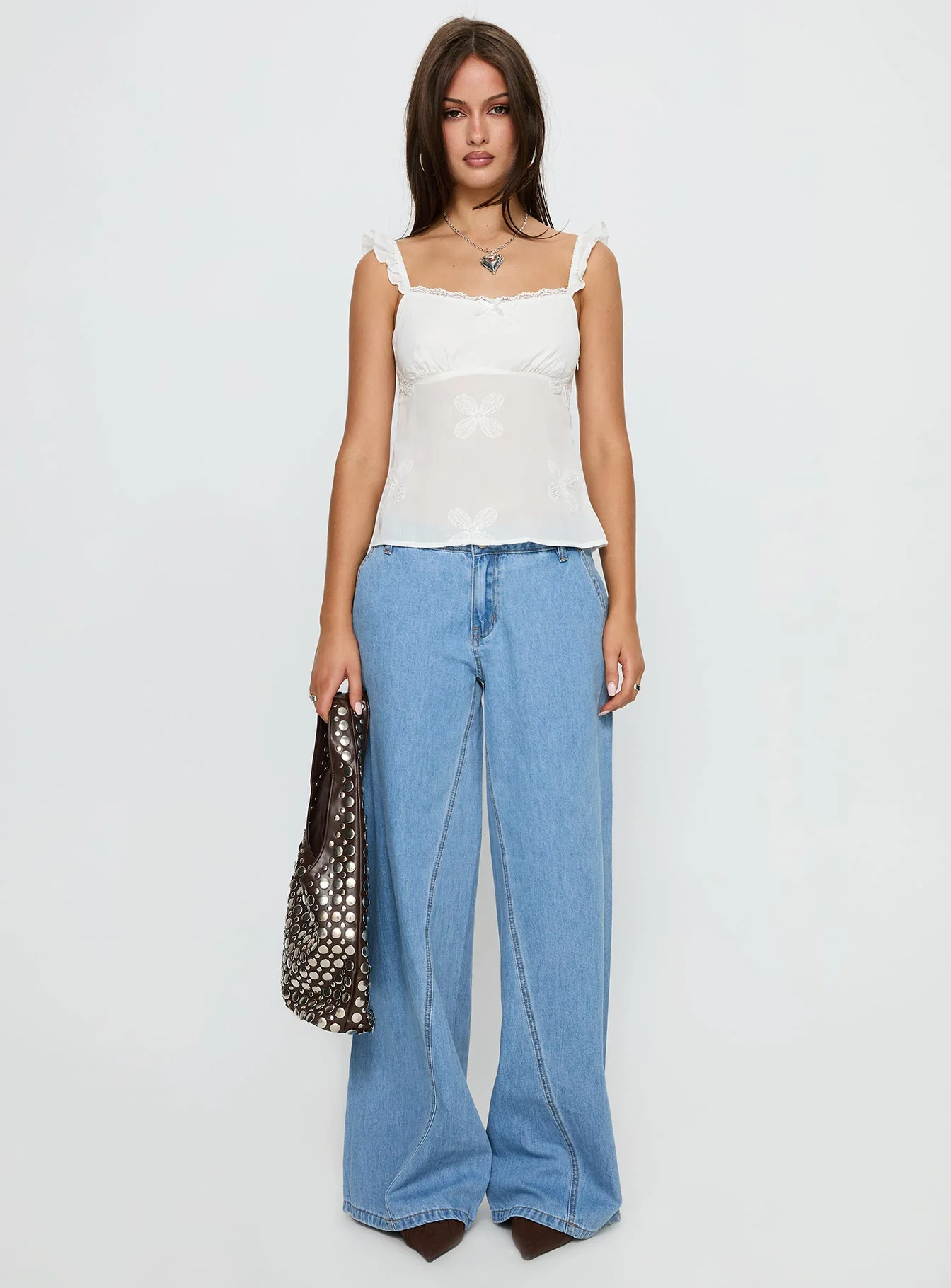 Madaleine Embroidered Top White