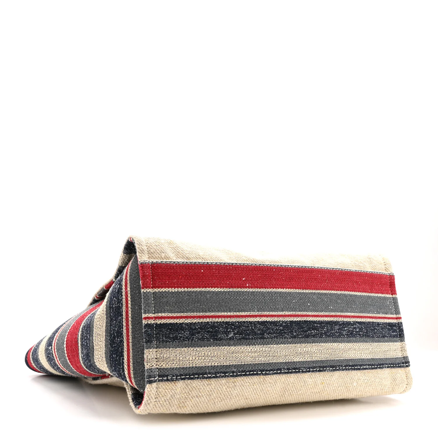 Striped Canvas Medium Deauville Tote Beige - Top Club