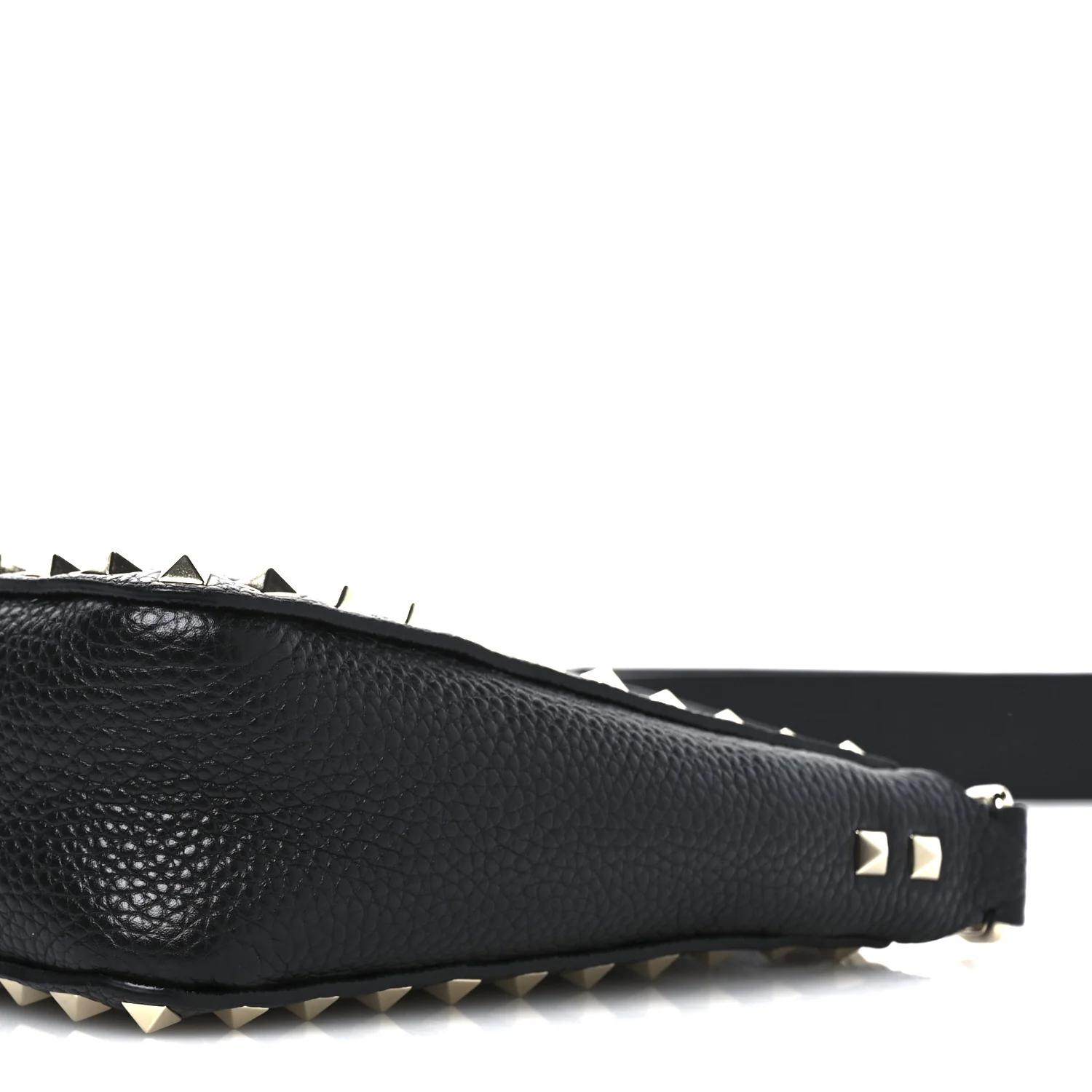 Pebbled Calfskin Mini Rockstud Flip-Lock Messenger Bag Black - Top Club