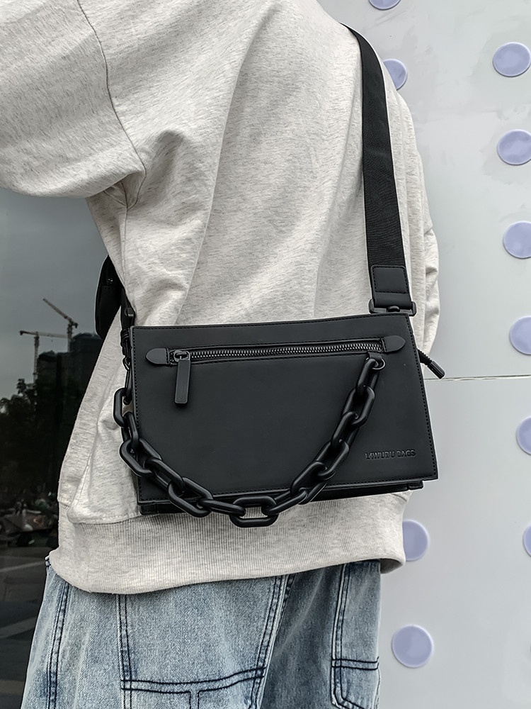 New men's crossbody bag, trendy brand box bag, unisex shoulder crossbody bag, chain fashion versatile small square bag