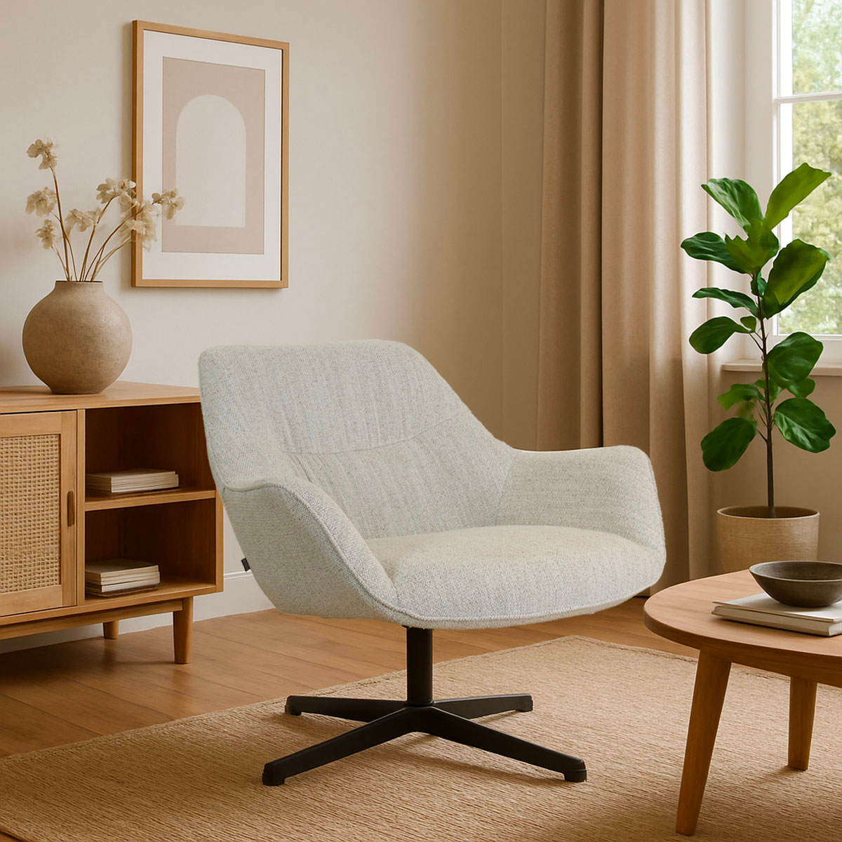 Fauteuil Jilou beige melange draaibaar