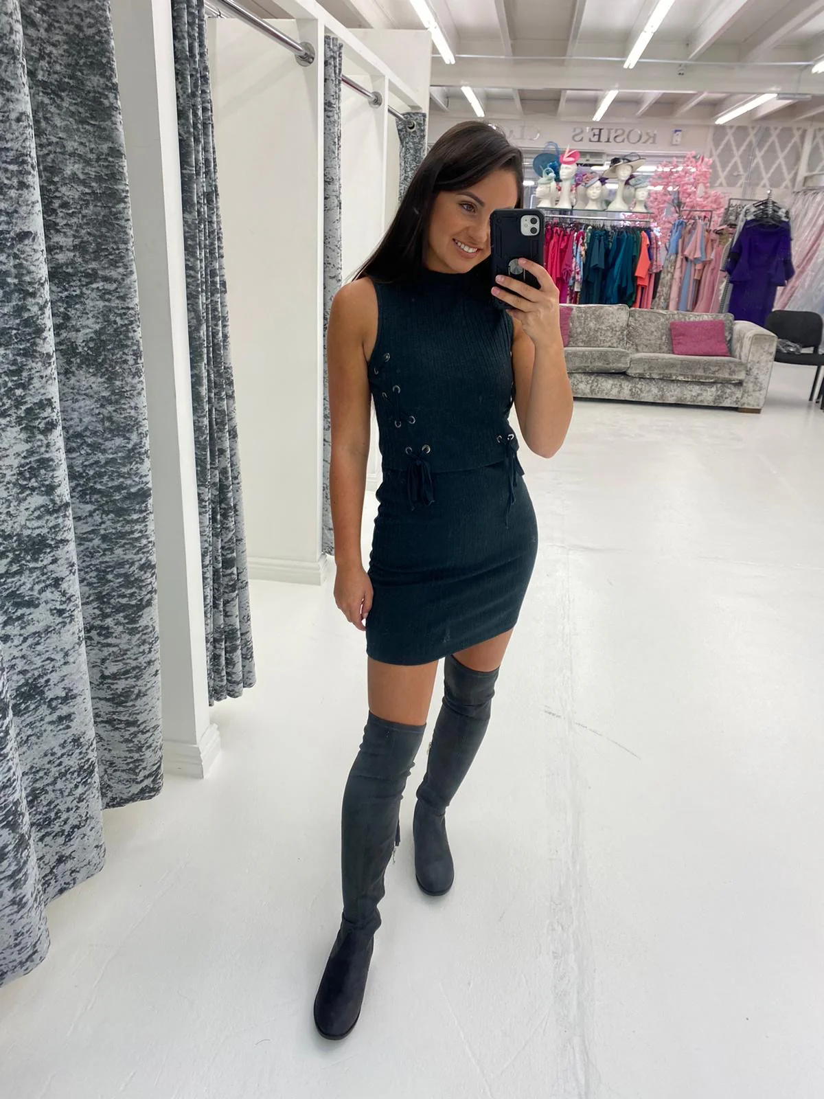 Dark Green Sleeveless Ribbed Mini Bodycon Dress