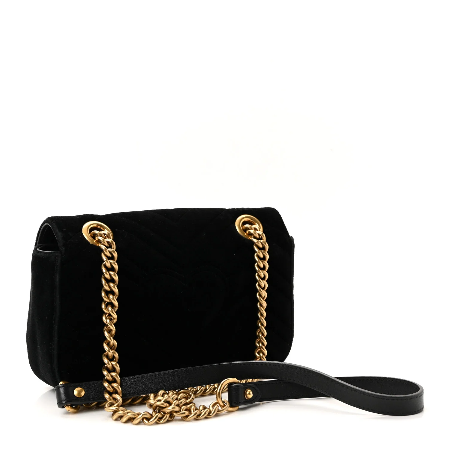 Velvet Matelasse Mini GG Marmont Shoulder Bag Black - Top Club