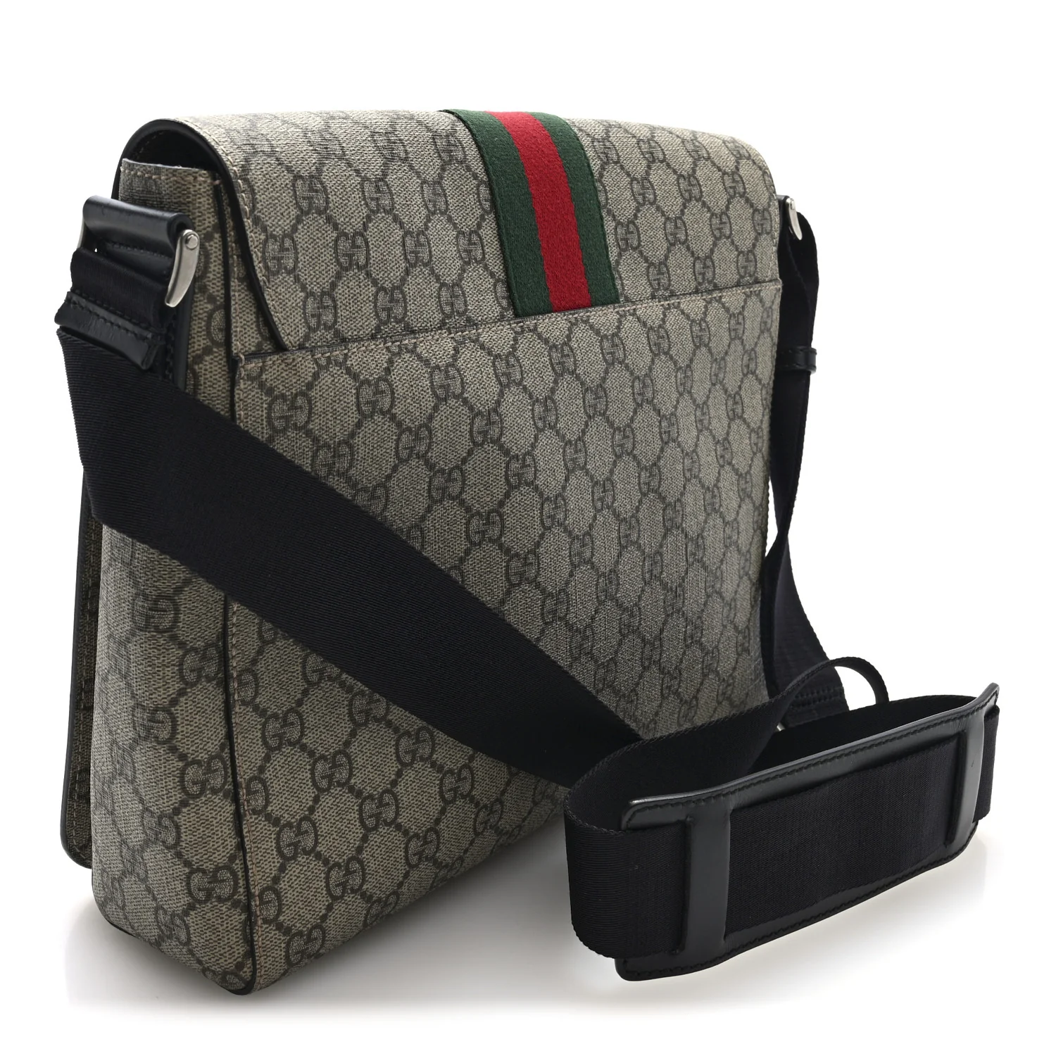 GG Supreme Monogram Web Flap Messenger Bag Black - Top Club