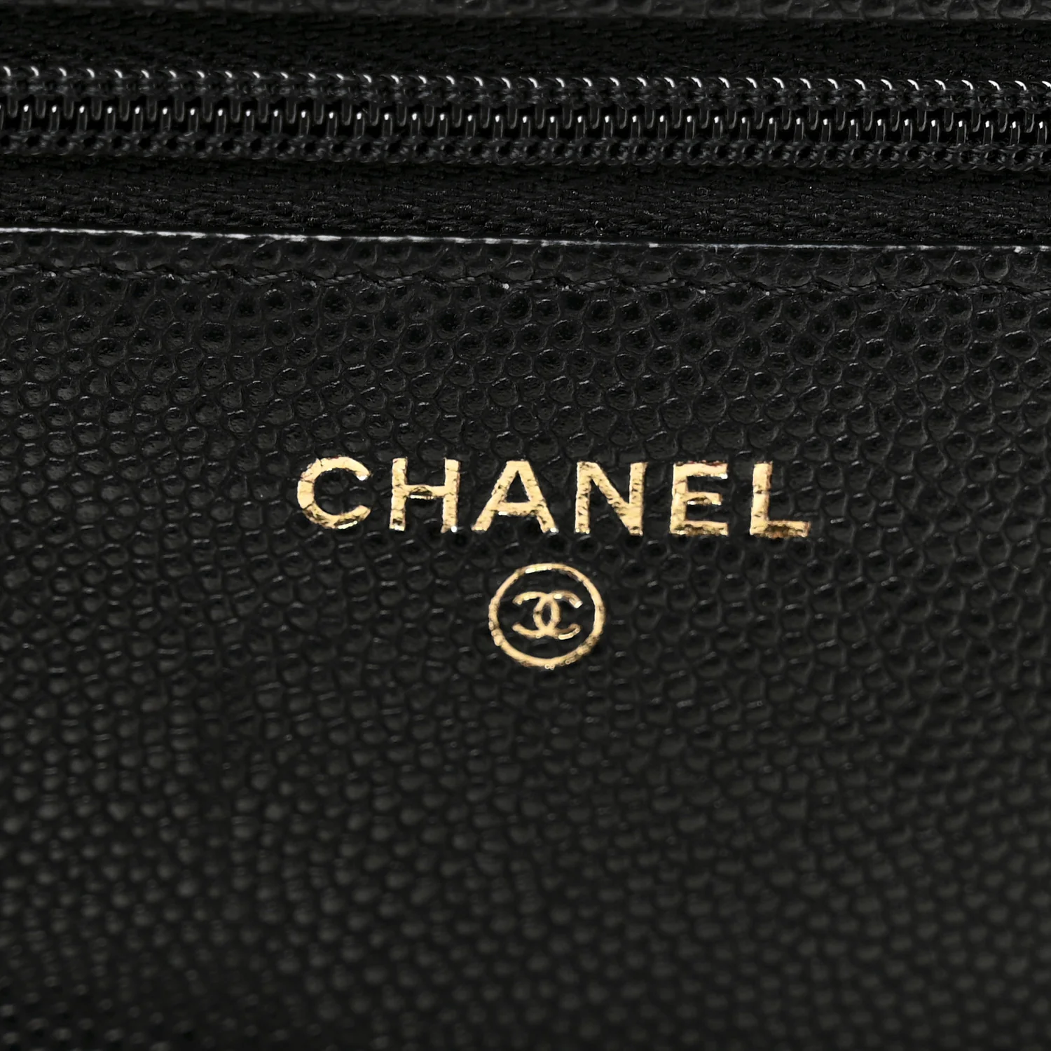 Caviar Quilted Perforated Metal CC Wallet On Chain WOC Black - Top Club