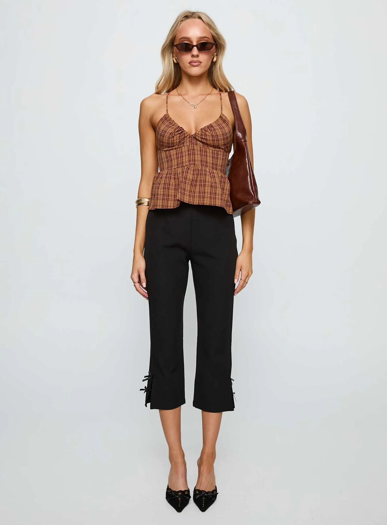 Croatia Frill Top Brown Check