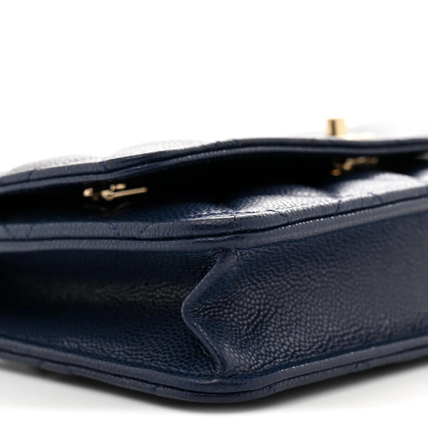 Caviar Quilted CC Turnlock Wallet On Chain WOC Navy Blue - Top Club
