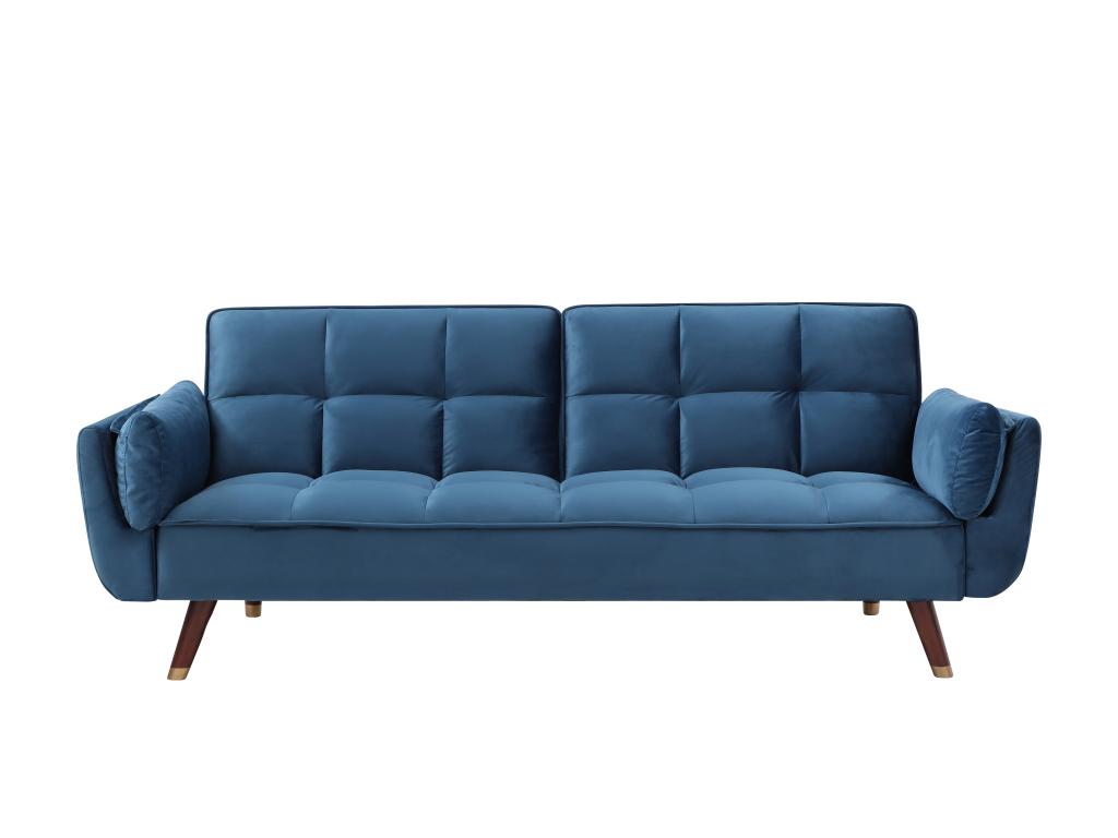 Sofá cama de 3 plazas de terciopelo azul - kXDmCUt983aJ