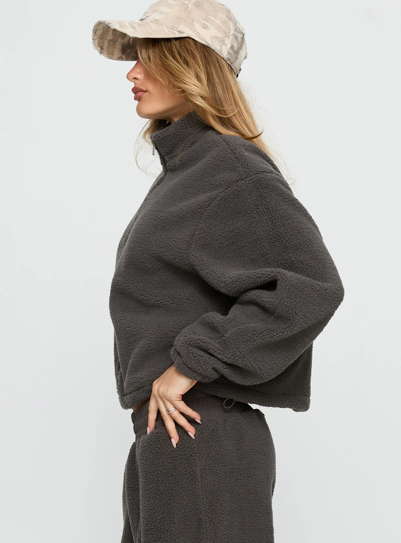 Siberia Fleece Zip Up Jumper Charcoal