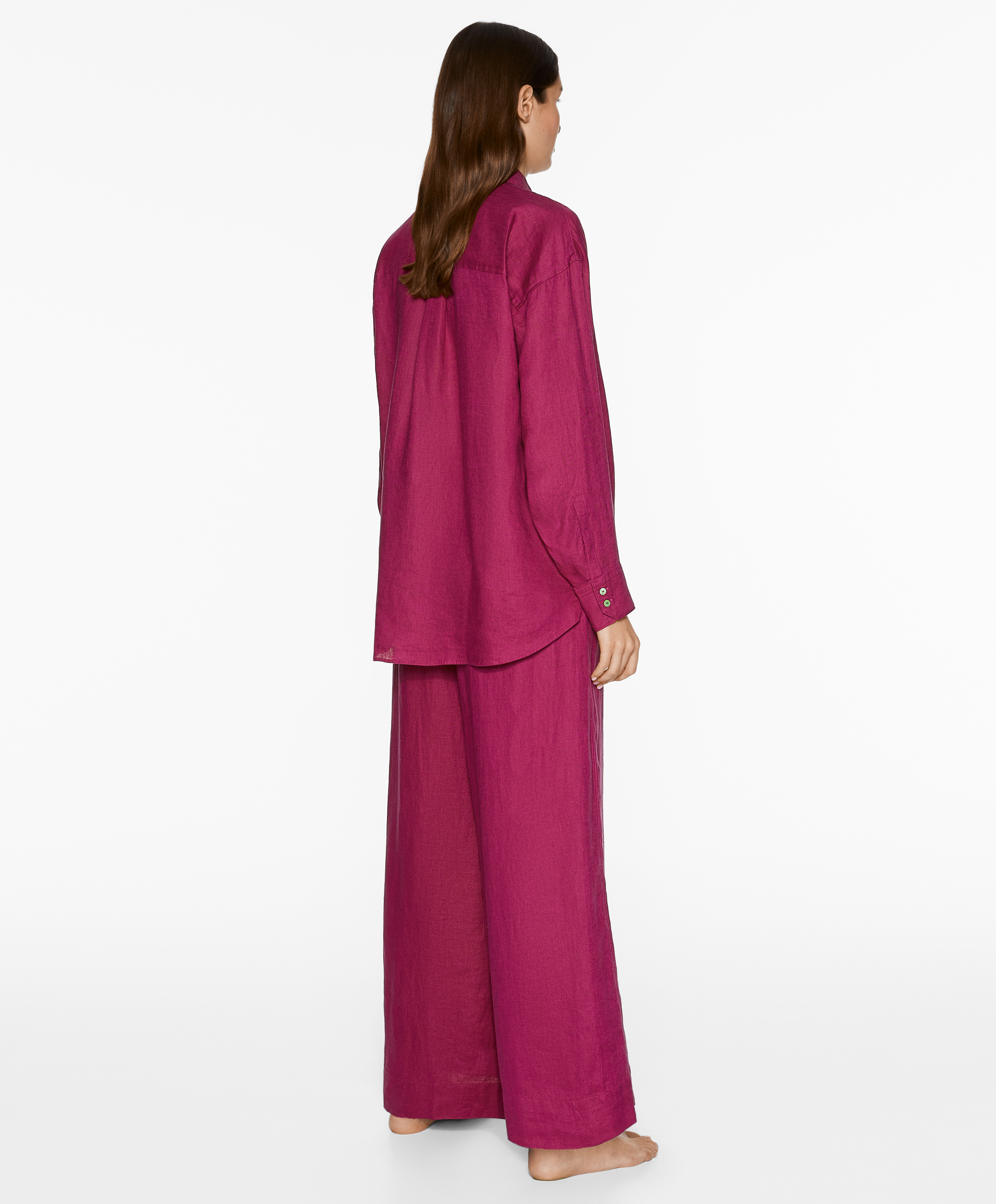 OYSHO 100% linen wide straight-leg trousers