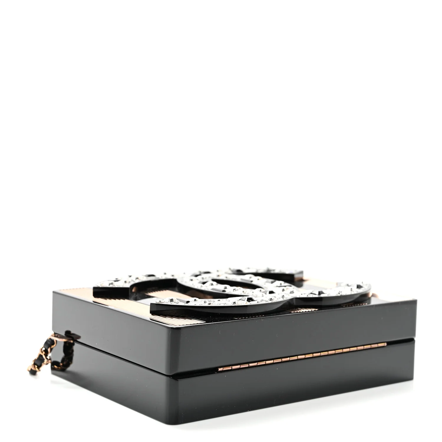 Plexiglass Crystal CC Minaudiere Clutch Black Copper - Top Club