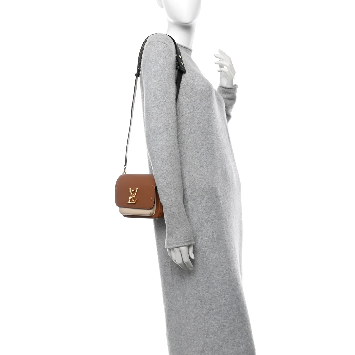 Grained Calfskin Lockme Tender Chataigne Brown