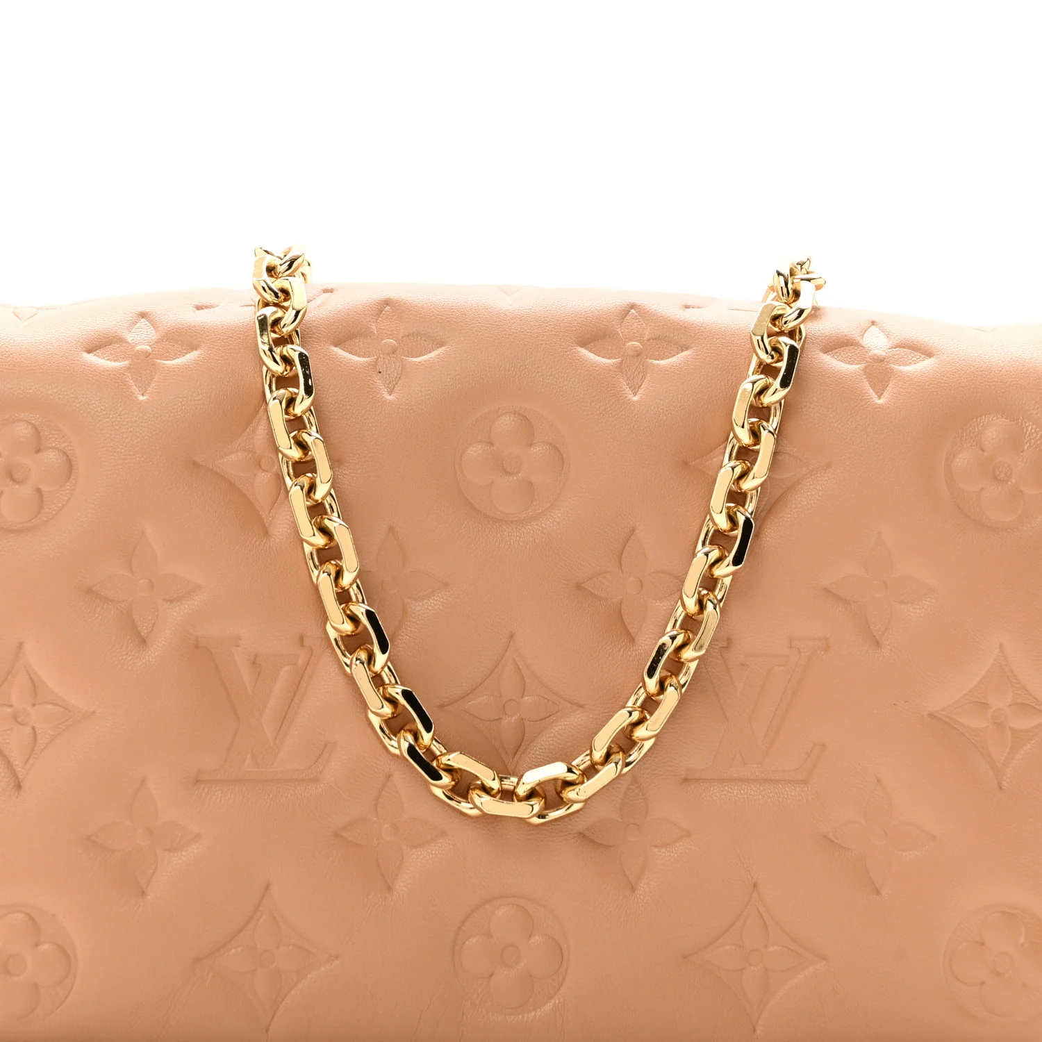 Lambskin Embossed Monogram Pochette Coussin Camel - Top Club