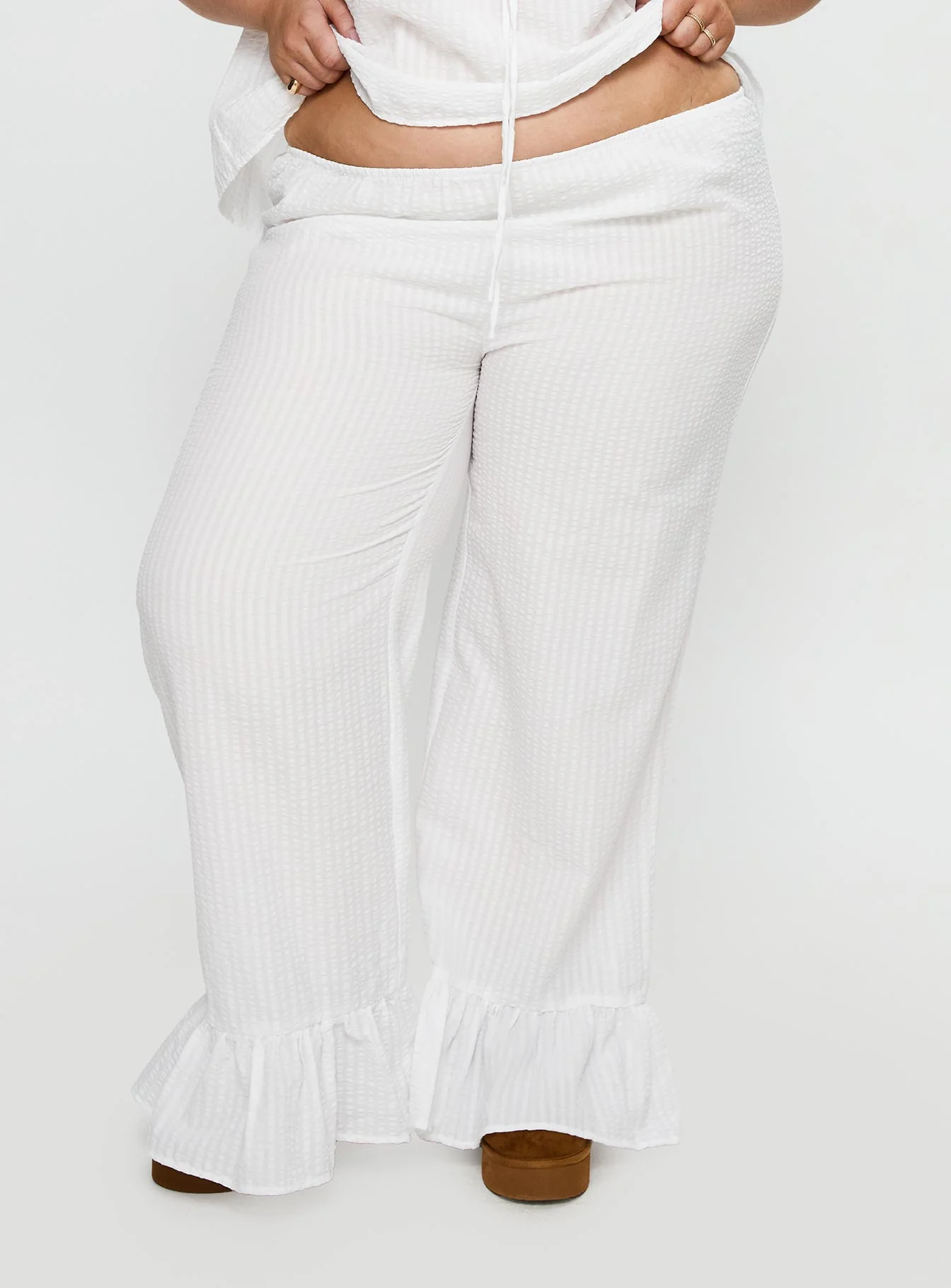 Santabelle Frill Pants White Curve