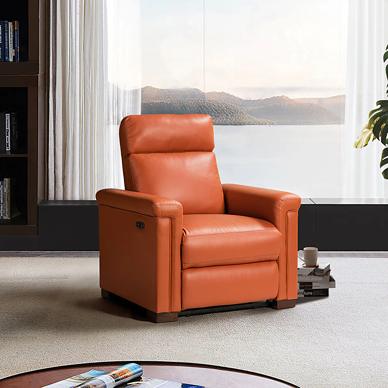 Lea 36.02" Wide Genuine Leather Power Recliner