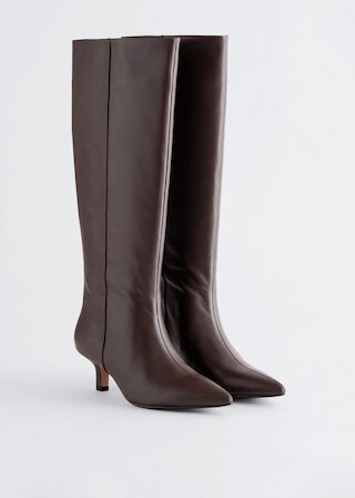 & Other Stories KITTEN HEEL LEATHER KNEE BOOTS