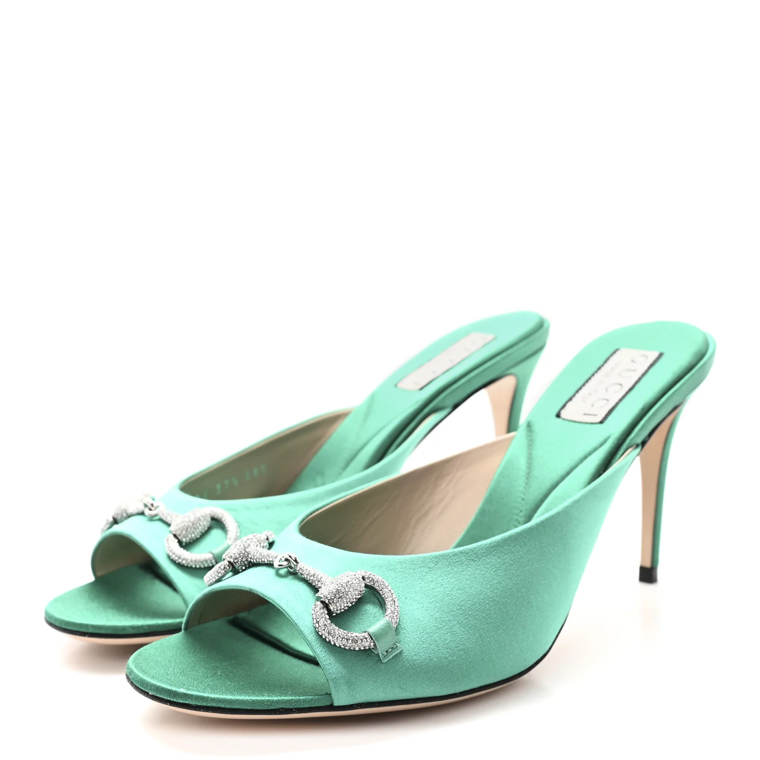 Raso Seta Malaga Kid Crystal Horsebit Sandals 37.5 Jade Caribbean Green - Top Club