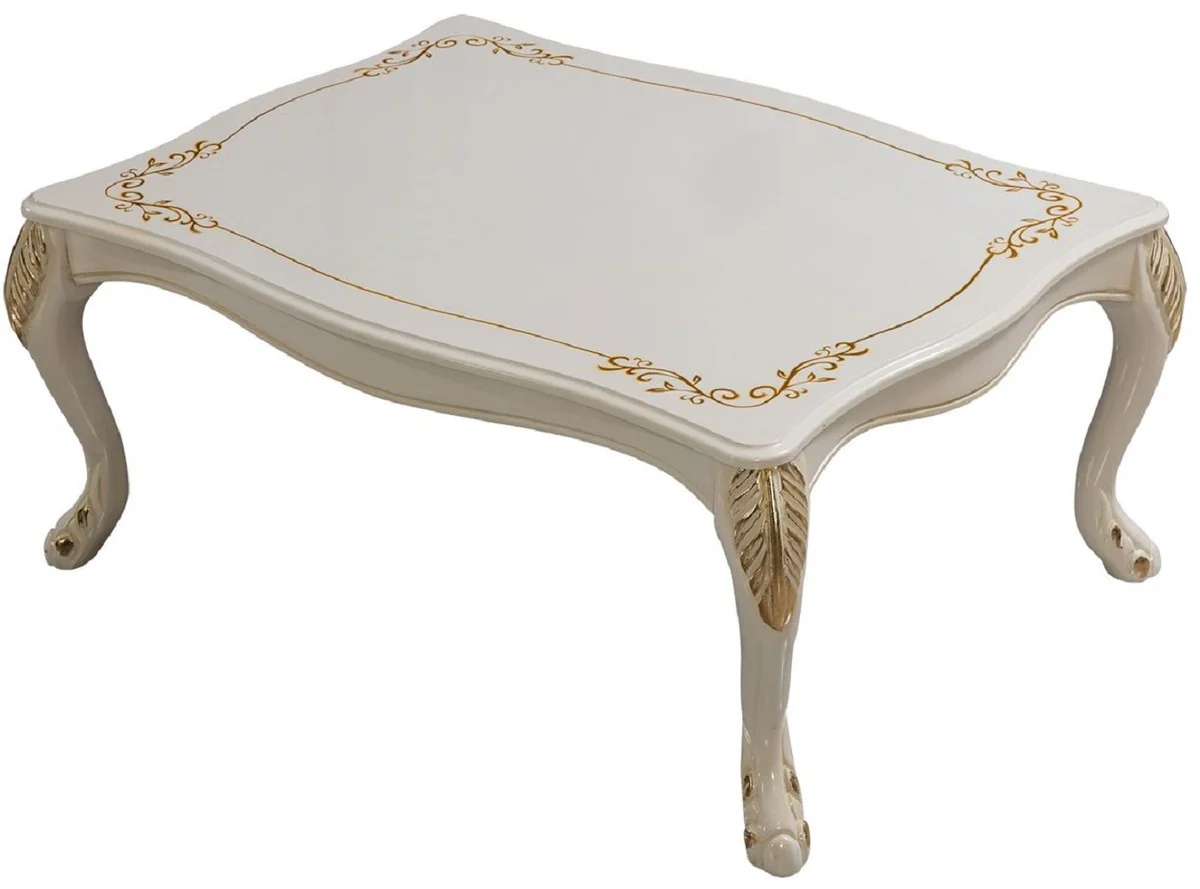 Luxury Baroque Living Room Set White / Gold - 2 Baroque Sofas & 2 Baroque Armchairs & 1 Baroque Coffee Table - Luxury Living Room Furniture in Baroque Style - Baroque Furniture - Noble & Ornate