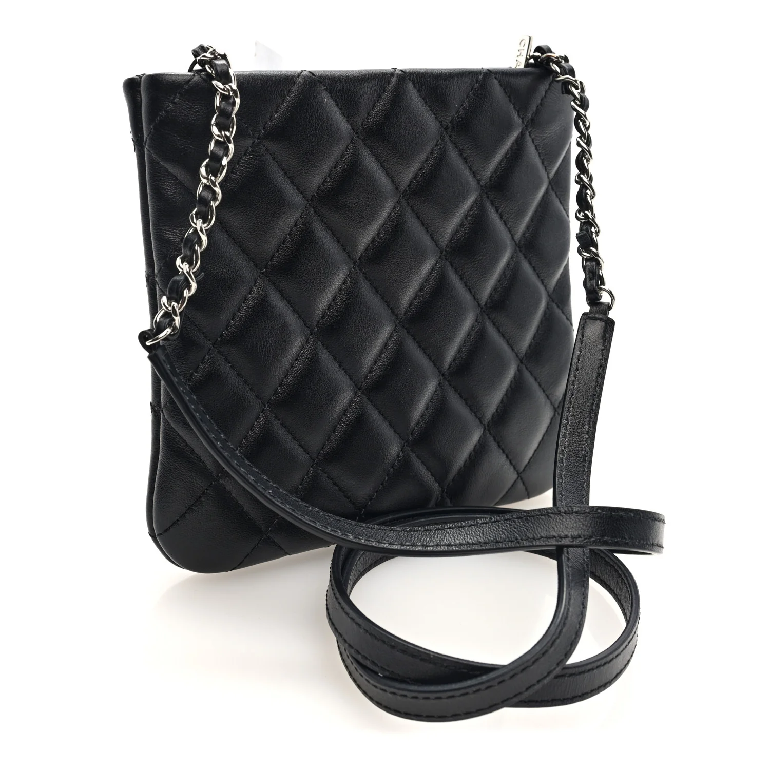 Lambskin Quilted Crossbody Bag Black - Top Club