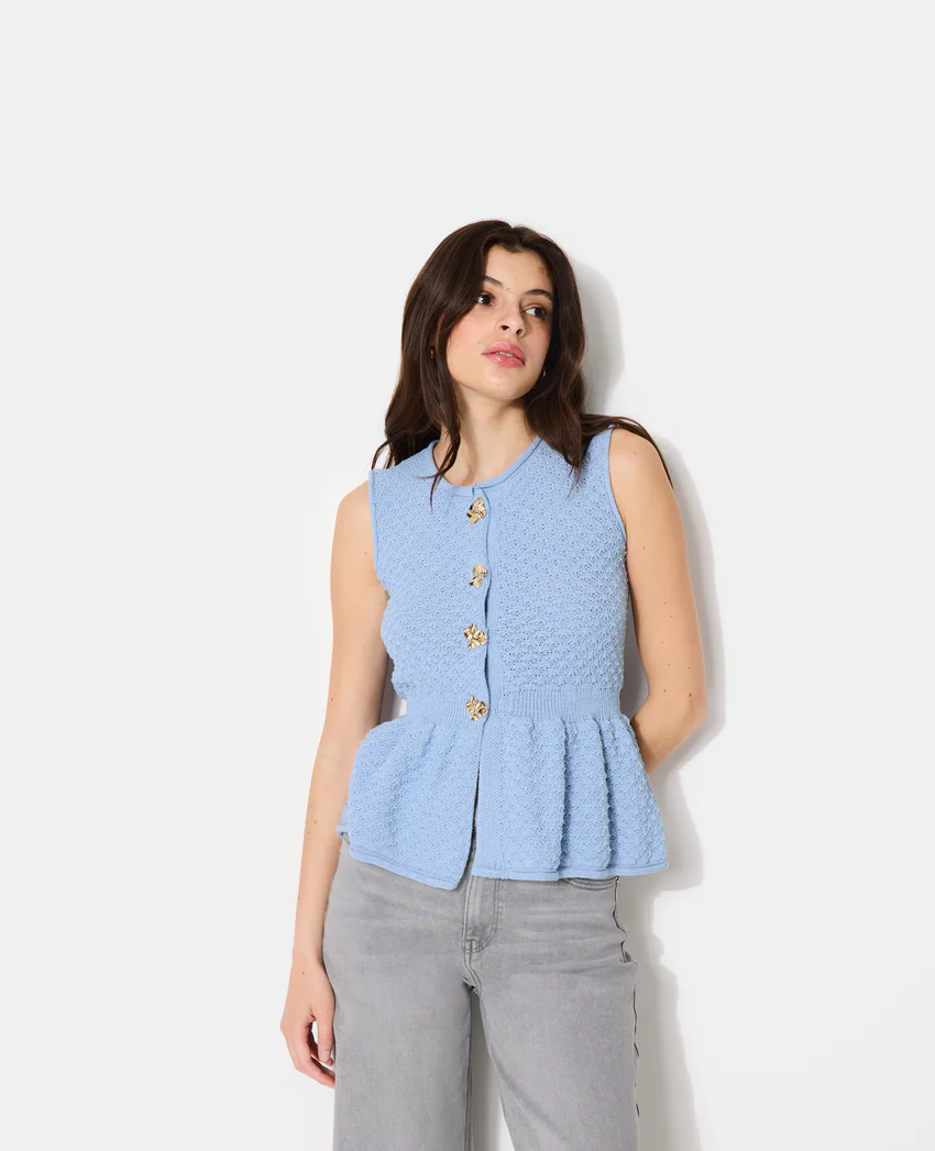 Pimkie Gilet sans manches peplum avec boutons fantaisie
