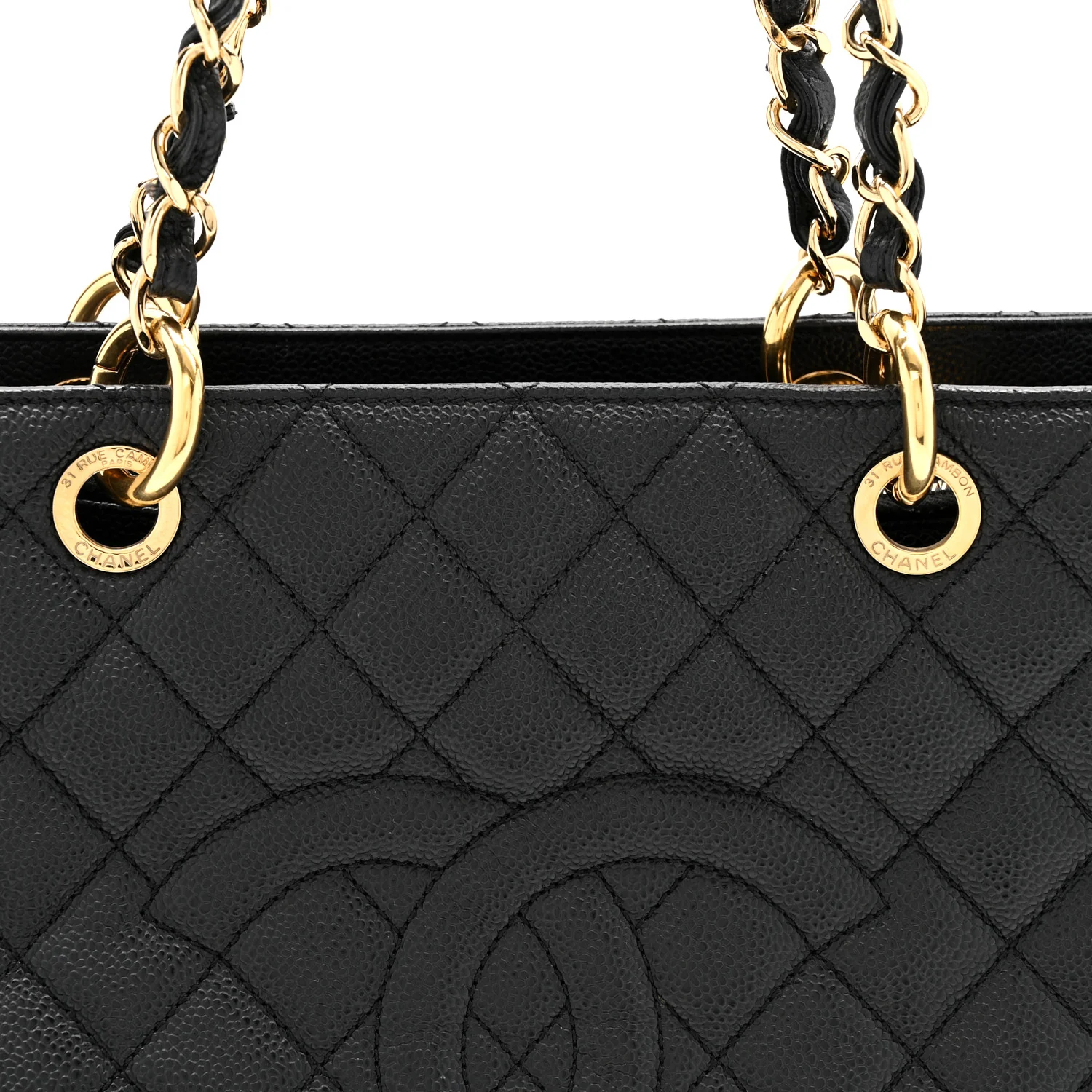 Caviar Quilted Grand Shopping Tote GST Black - Top Club