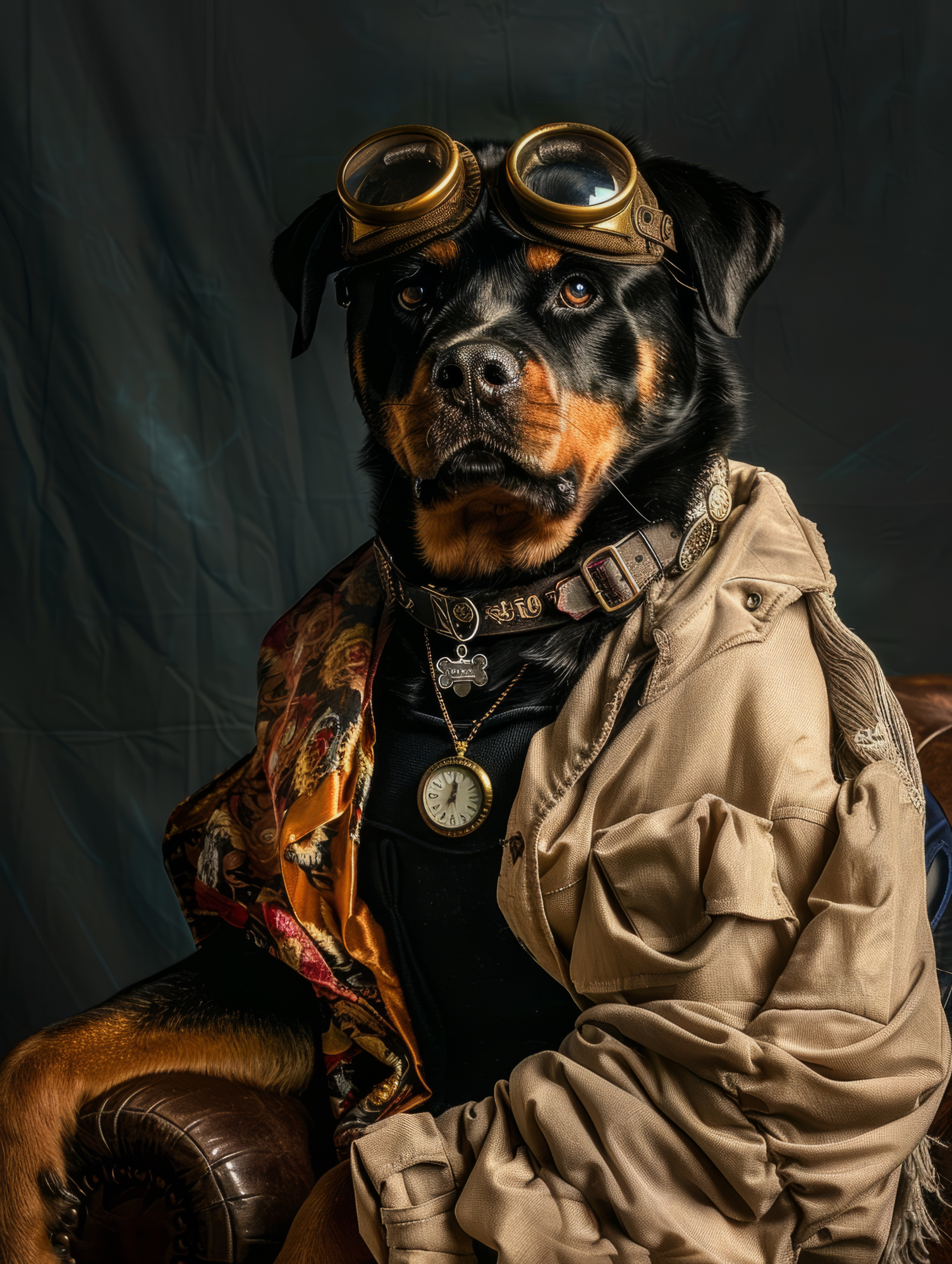 Canvas schilderij van een Rottweiler hond 100x200 cm