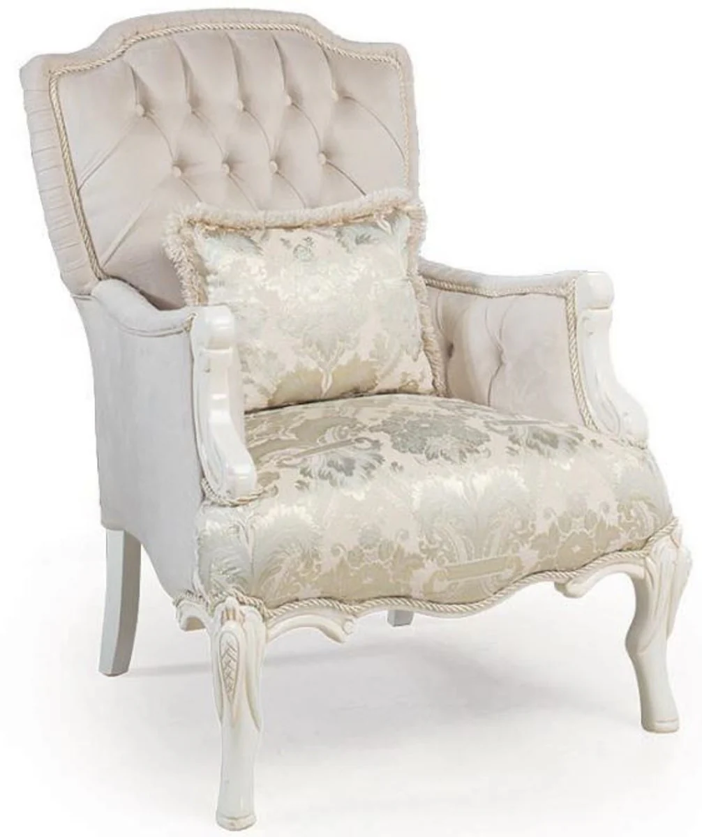 Luxury baroque living room set light pink / white / beige - 2 sofas & 2 armchairs & 1 coffee table - magnificent living room furniture in baroque style