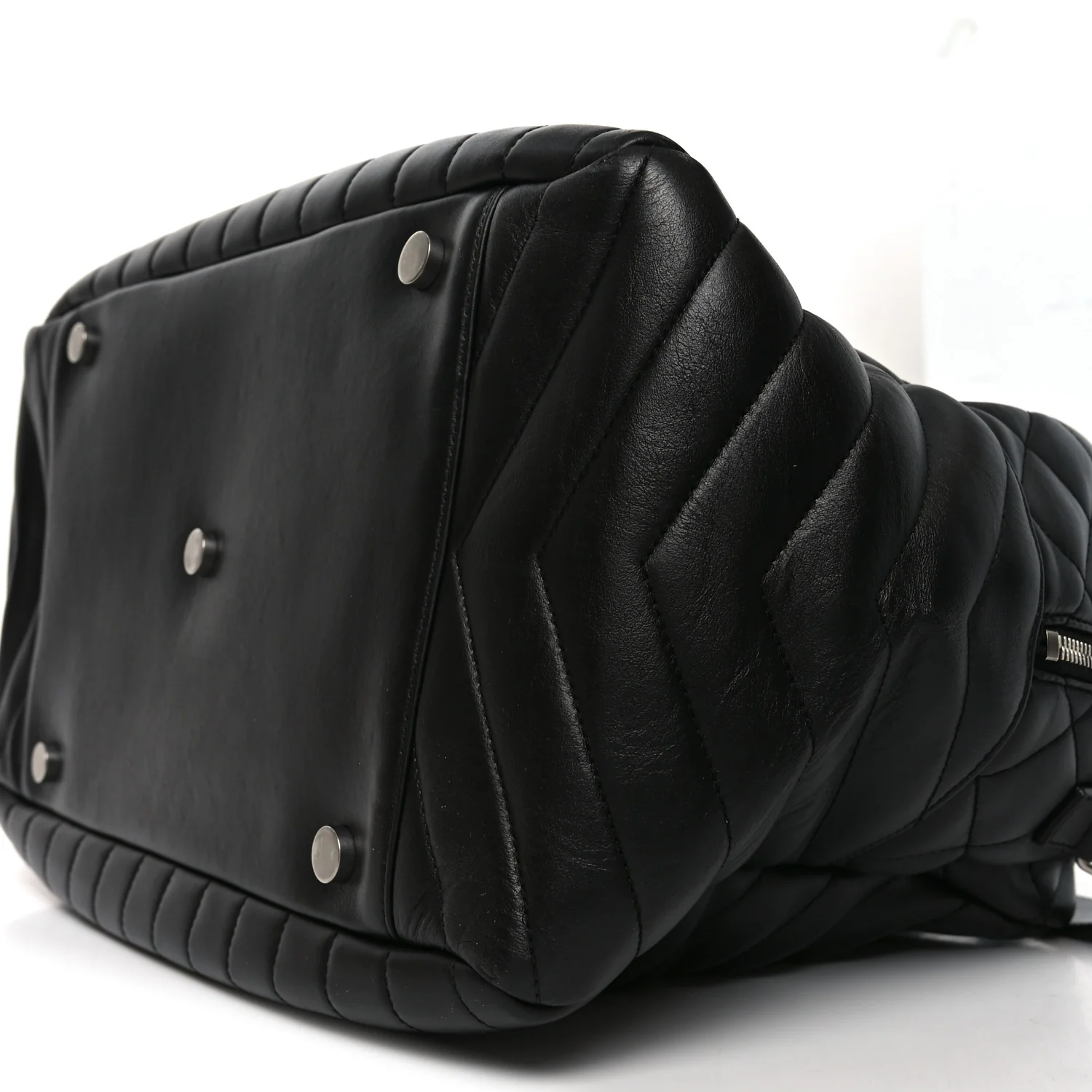 Lambskin Mixed Matelasse Joan Bowling Bag Black - Top Club