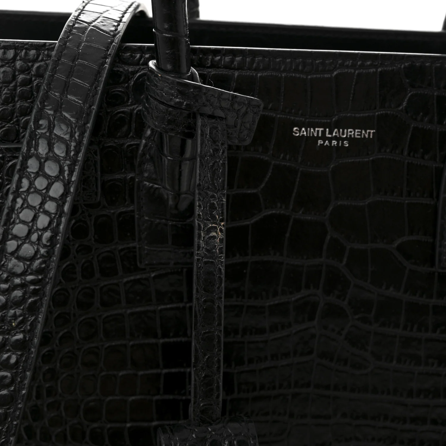 Calfskin Crocodile Embossed Baby Sac De Jour Black - Top Club