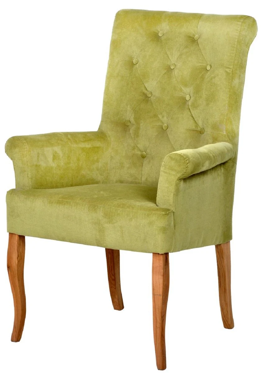 Chesterfield Neo Baroque Dining Room Chair Set of 4 Green / Natural Colors - Kitchen Chairs with Armrests - Dining Room Furniture - Chesterfield Furniture - Neo Baroque Furniture