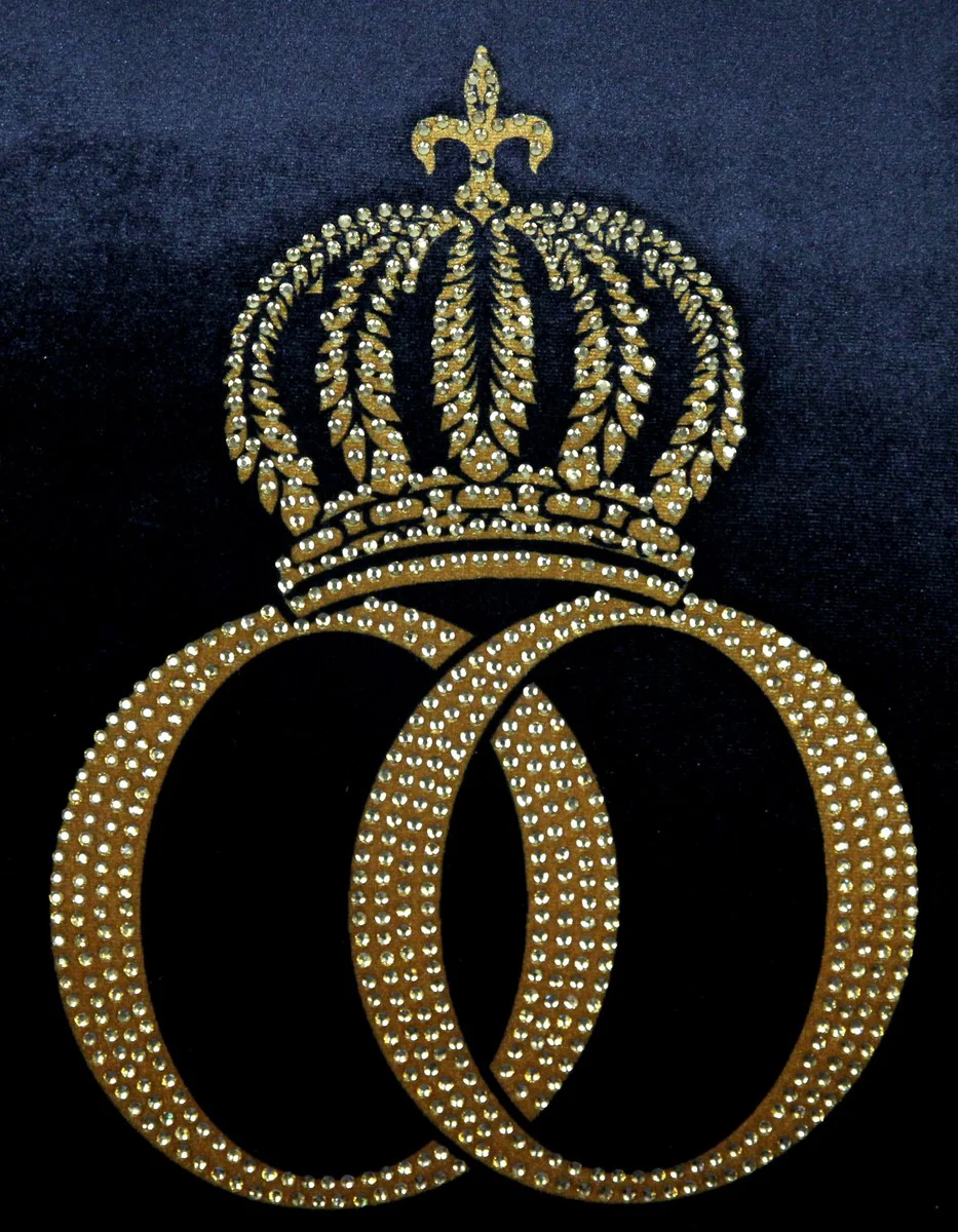 Harald Glööckler luxury decorative baroque cushion Pompöös by black / gold / black crown deluxe with rhinestones - Glööckler cushion