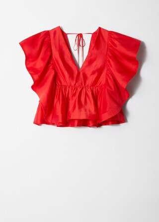 & Other Stories RUFFLE V-NECK BLOUSE