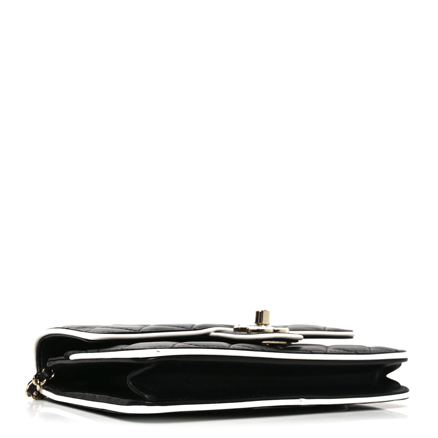 Lambskin Quilted Resin CC Mini Flap Bag Black White - Top Club