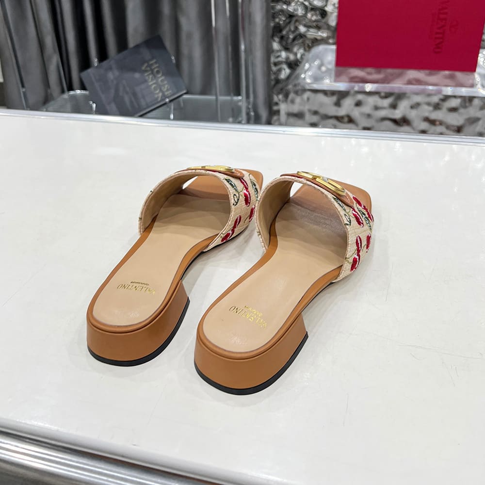 VALENTINO VLOGO SIGNATURE cherry pattern jacquard sandals (heel height 2 cm) - Top Club