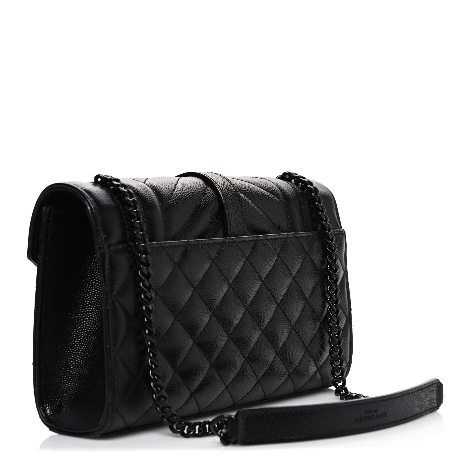 Grain De Poudre Textured Mixed Matelasse Triquilt Small Monogram Monochrome Satchel Black