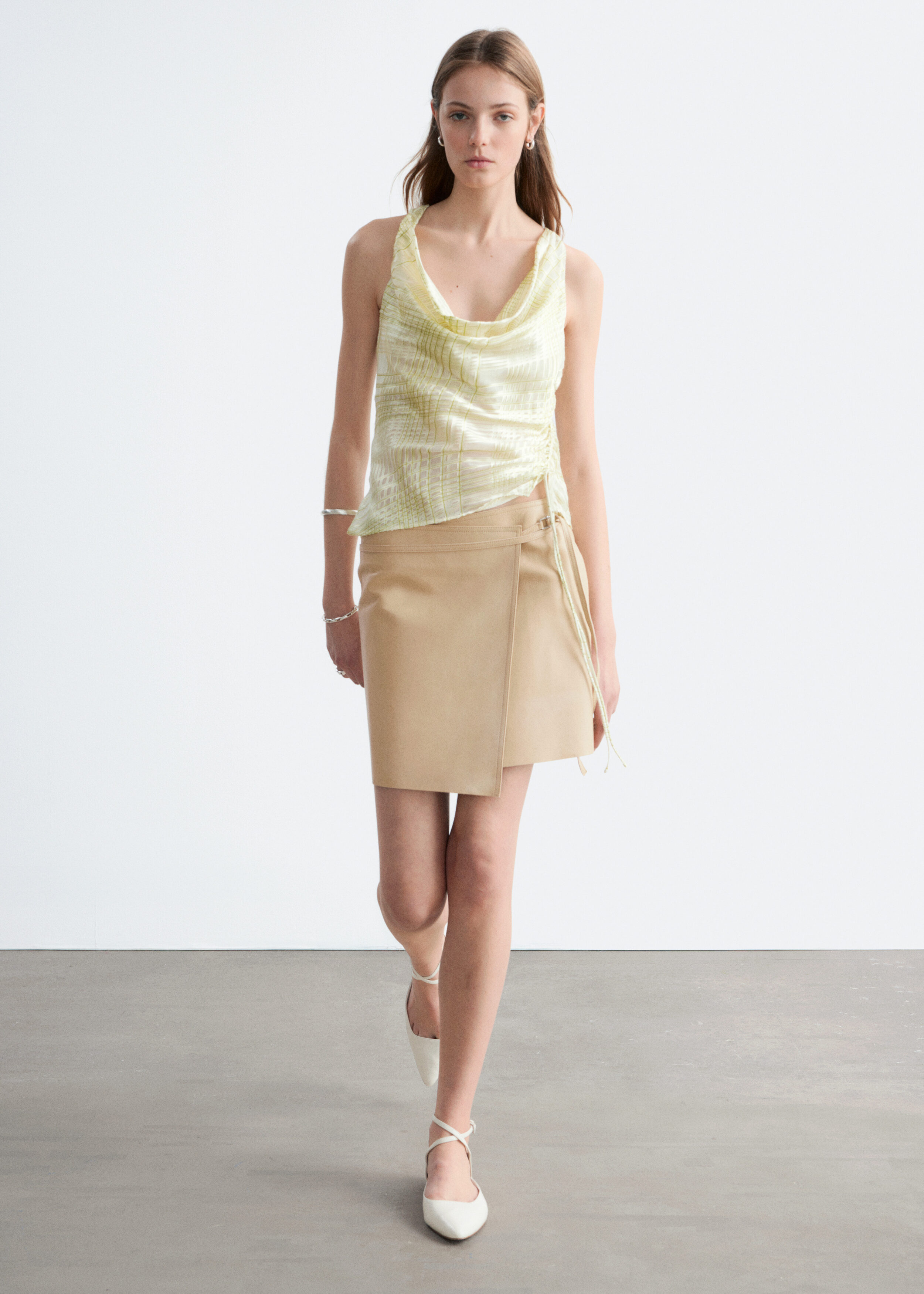 & Other Stories LEATHER WRAP MINI SKIRT