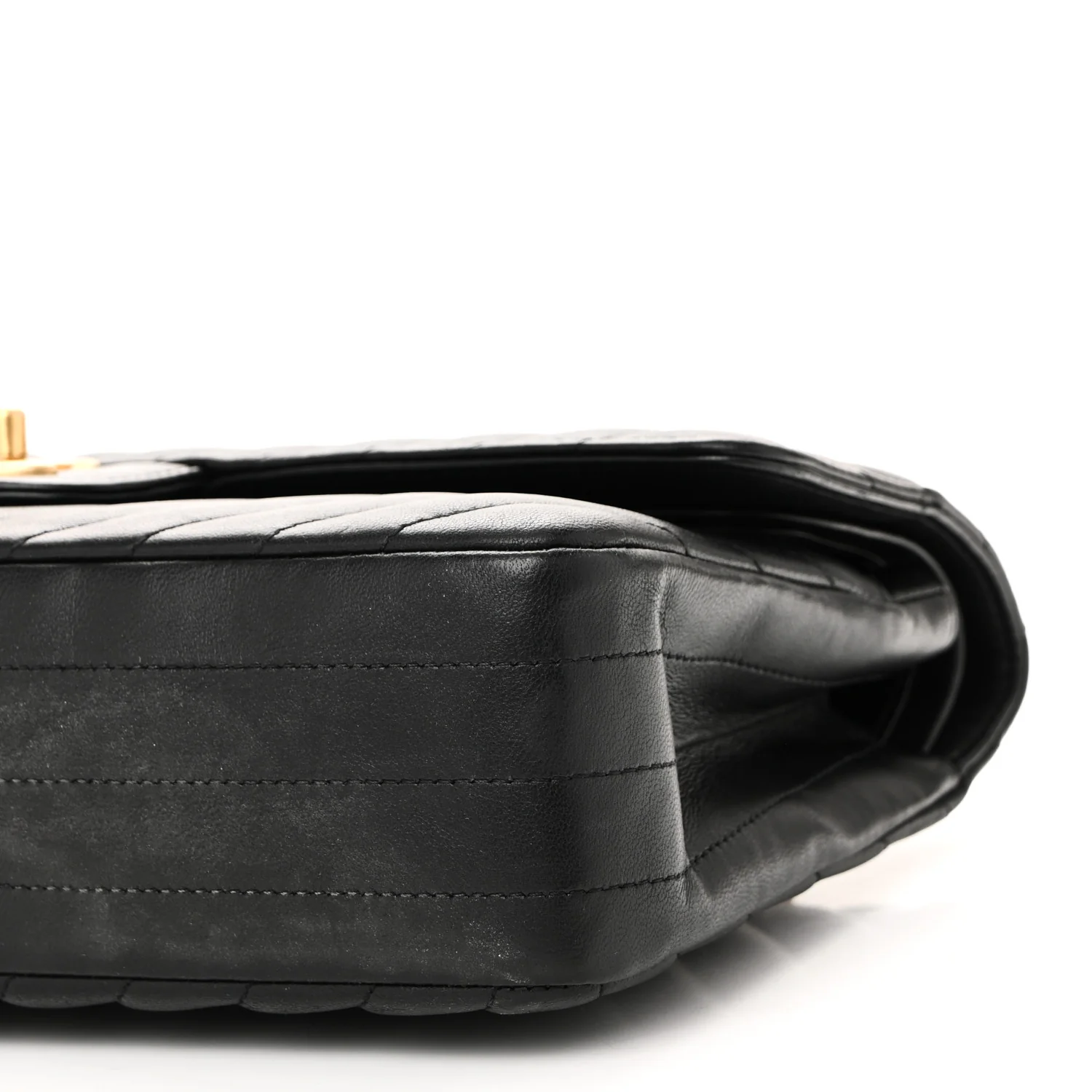 Lambskin Chevron Quilted Medium Double Flap Black - Top Club