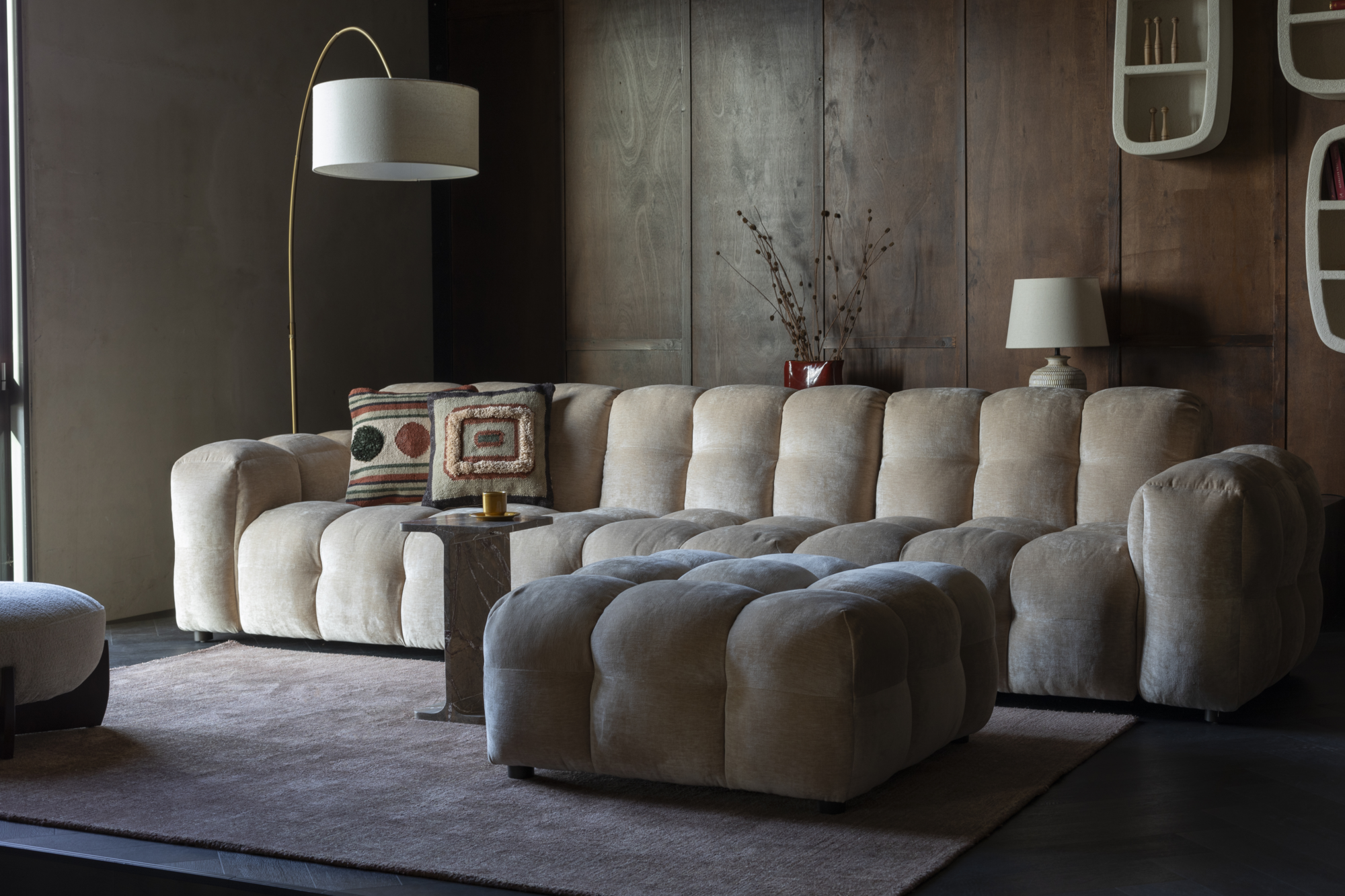 Hocker Hackman Velours Beige