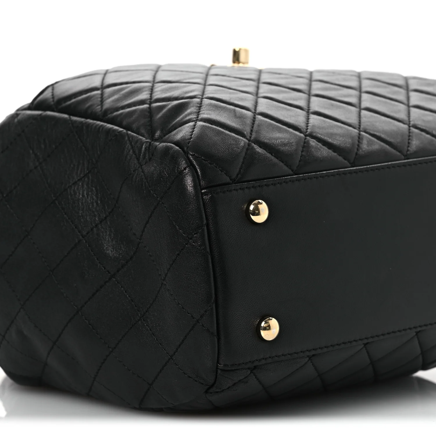 Lambskin Quilted Drawstring Bag Black - Top Club
