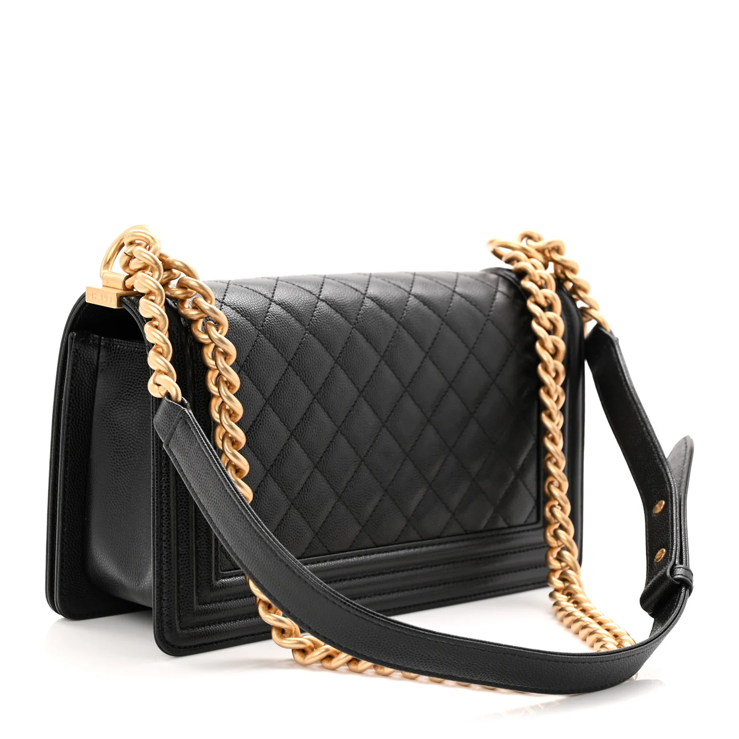 Caviar Quilted Medium Boy Flap Black - Top Club