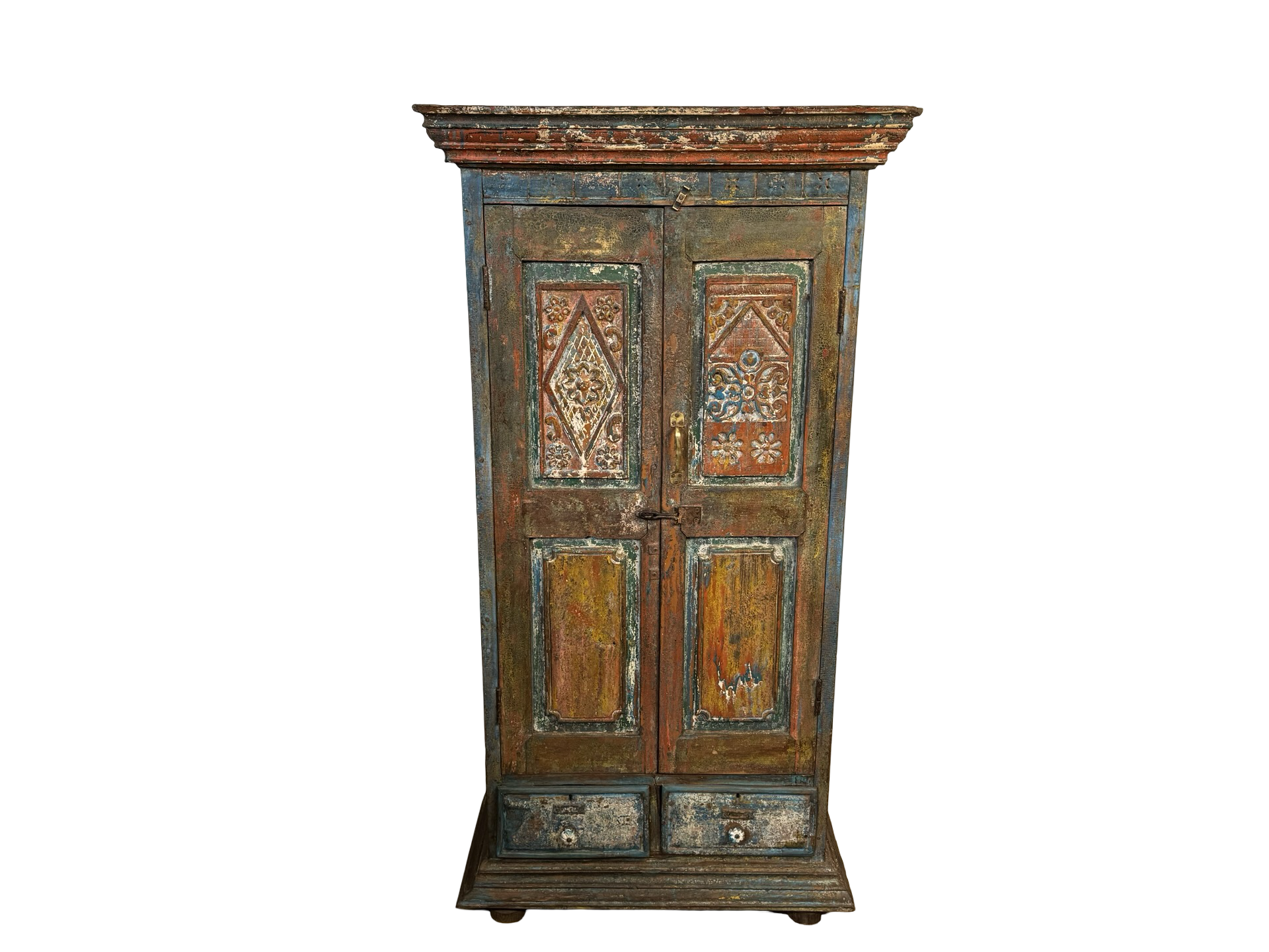 Kast 2 deurs 2 lades uniek multi color