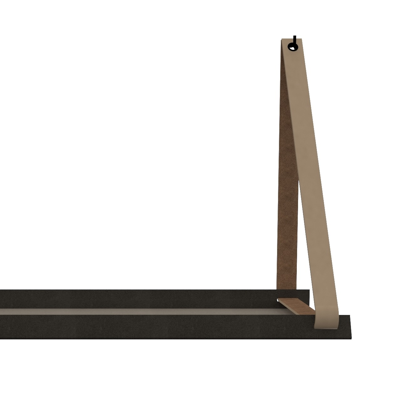 Stalen wandplank 70x20cm - incl. leren plankdragers Stalen wandplank met leren plankdragers - Taupe