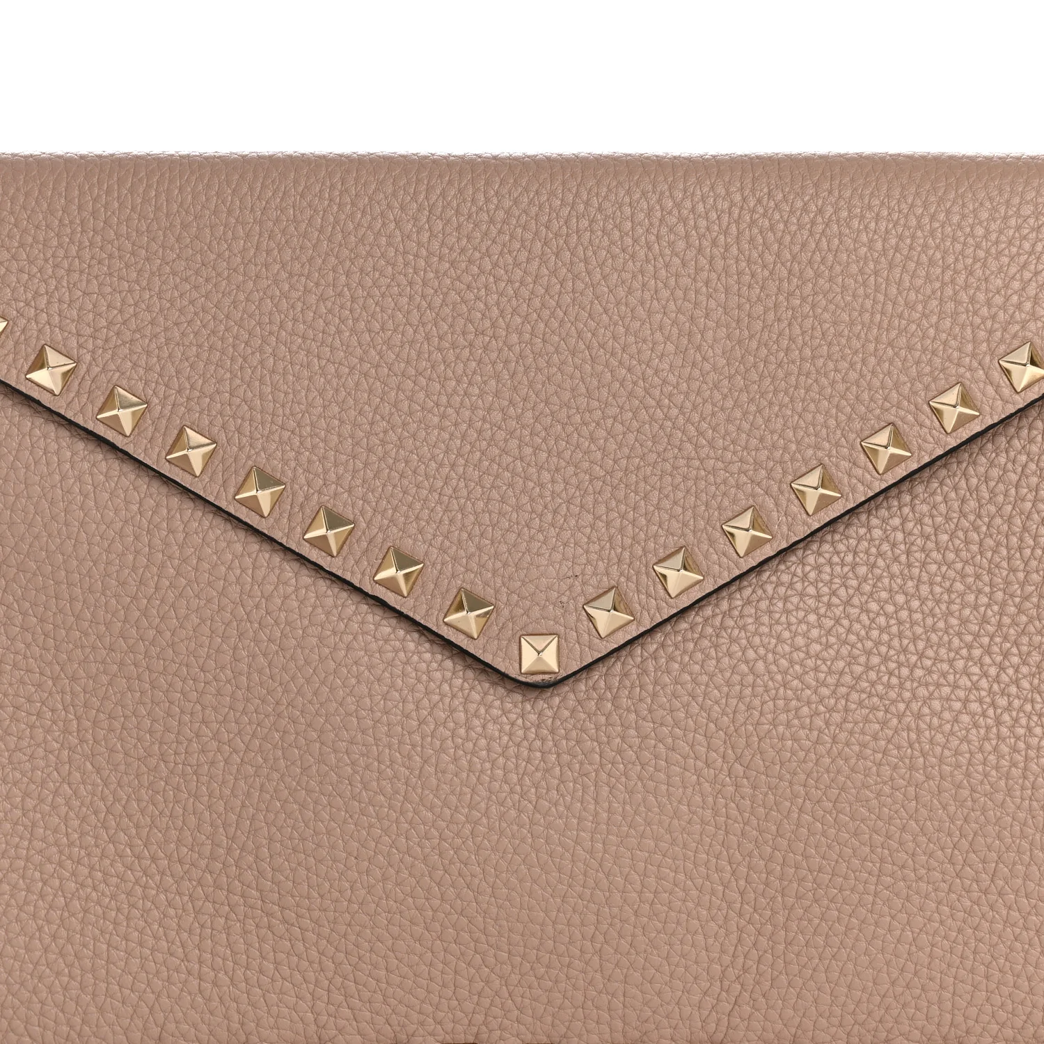 Vitello Medium Rockstud Envelope Flat Wristlet Pouch Poudre - Top Club
