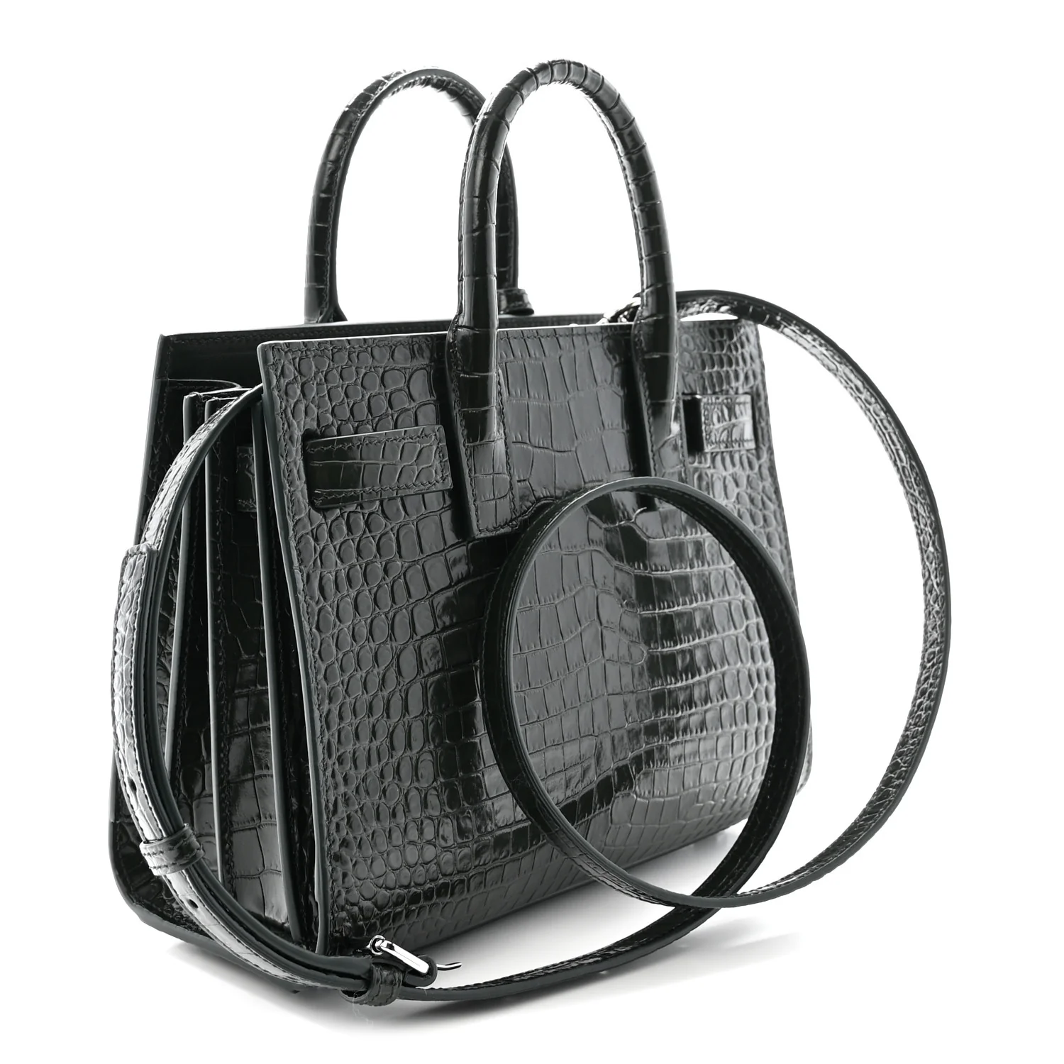 Calfskin Crocodile Embossed Nano Sac De Jour Dark Green - Top Club