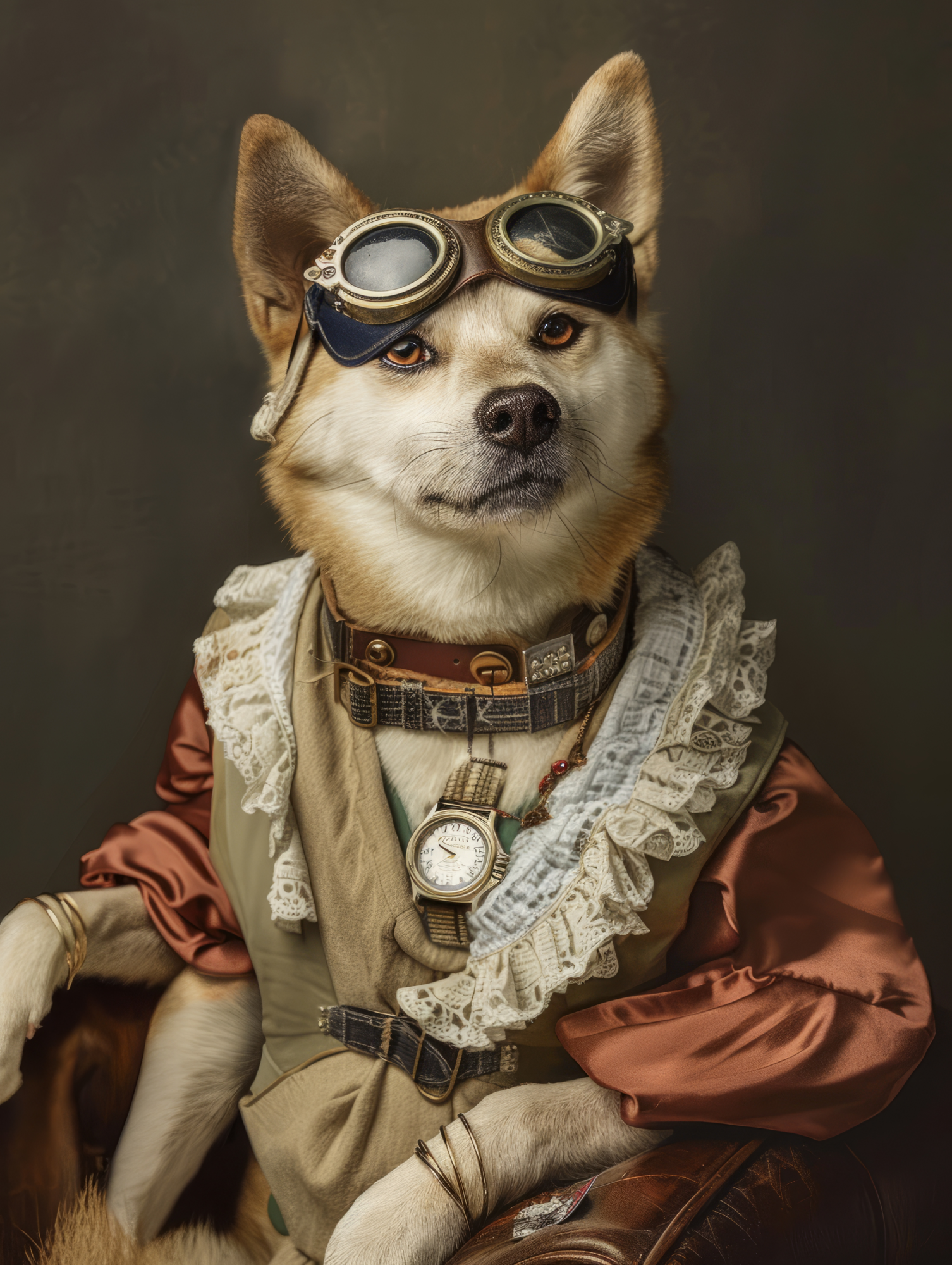 Canvas schilderij van een Shiba Inu hond 100x200 cm