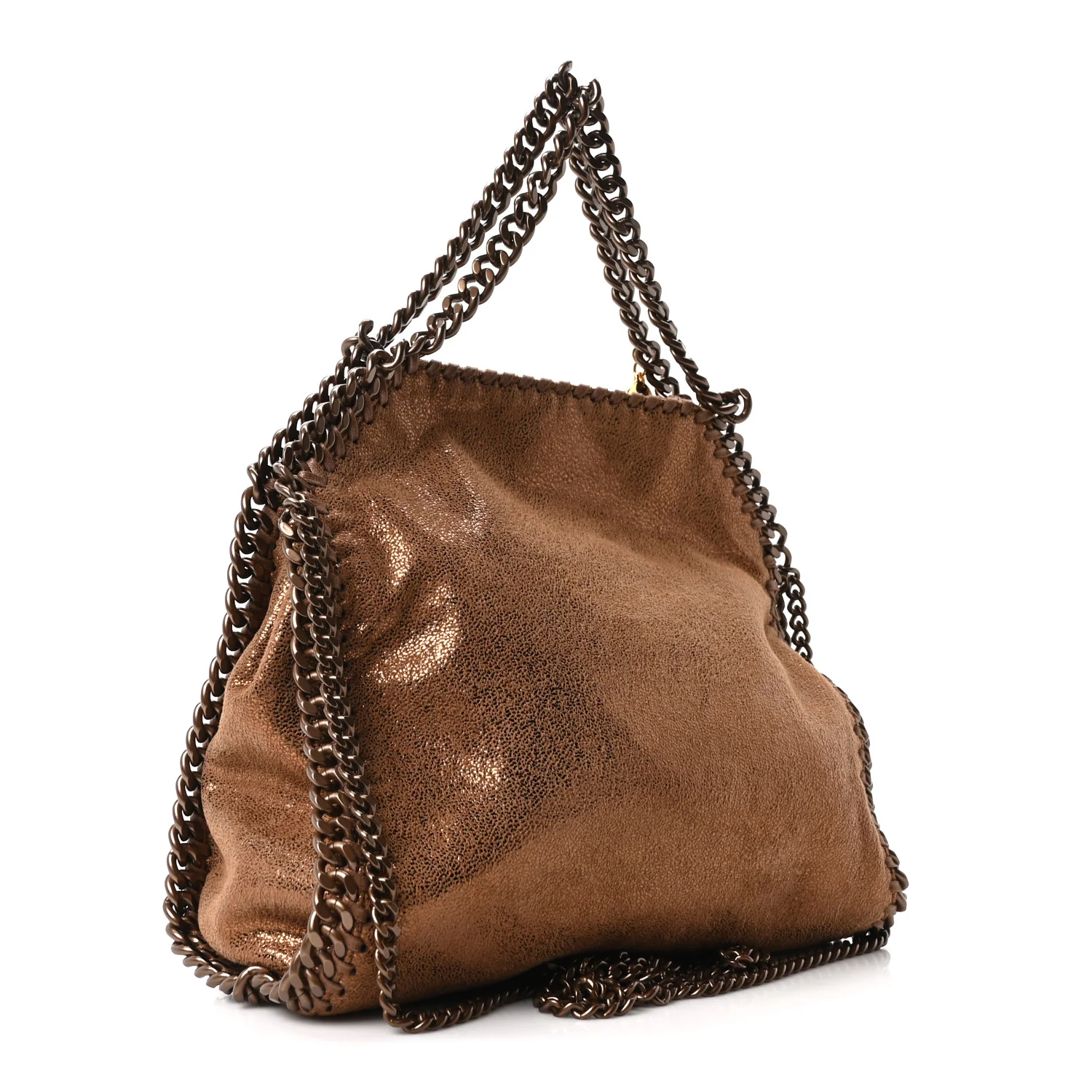 Metallic Shaggy Deer Mini Falabella Fold Over Tote Bronze - Top Club